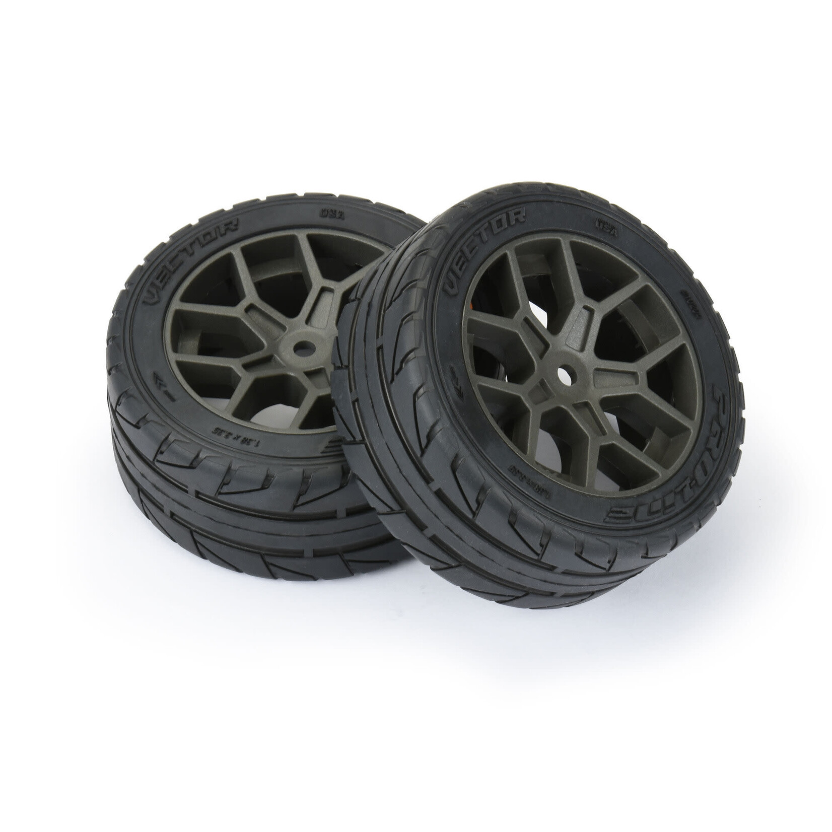 Pro-line Racing **PRO1020410 Pro-Line Vector 35/85 2.4" Belted Pre-Mounted On-Road Tires (Grey) (2) (S3) w/14mm Hex