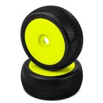 JConcepts JCO4073-22 JConcepts Dirt Bite - 1/8 Buggy Pre-mounted Tires- Green on 3357Y Wheels