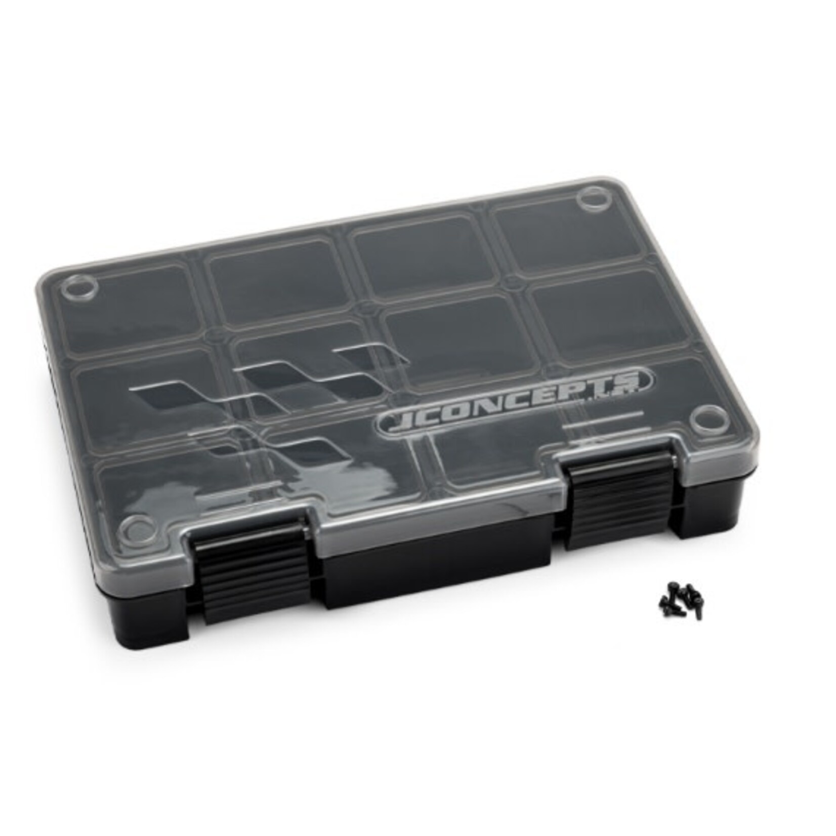 JConcepts JCO5151-28 JConcepts Hardware Storage Box 8"x5.5"x1.5"- Black/ Smoke Gray