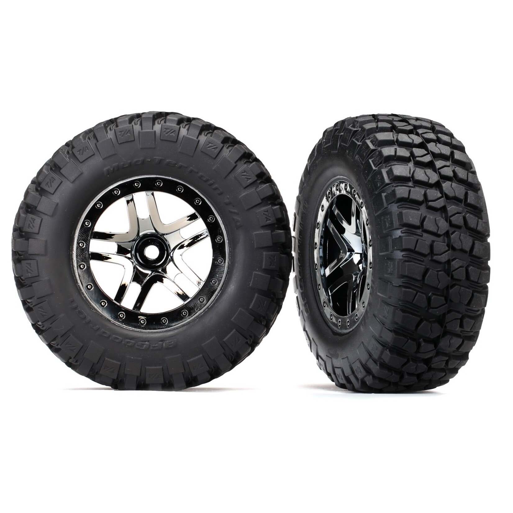 Traxxas TRA6873T Traxxas SCT Black Chrome Wheels w/ BFG S1 Tires (2)