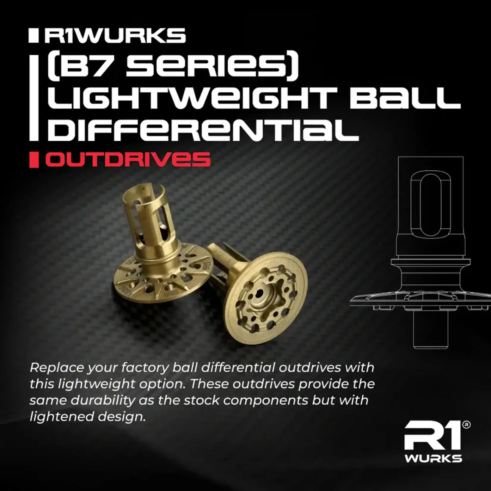 R1 R1900098 R1WURKS (B7 Series) Lightweight Ball Differential Outdrives