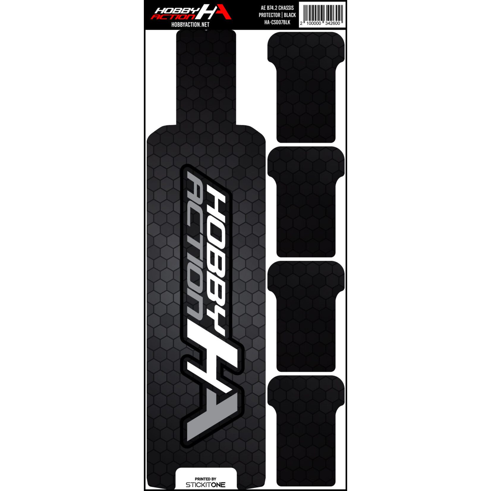 StickIt1 HA-CS007BLK Hobby Action Chassis Protector- AE B74.2- Black