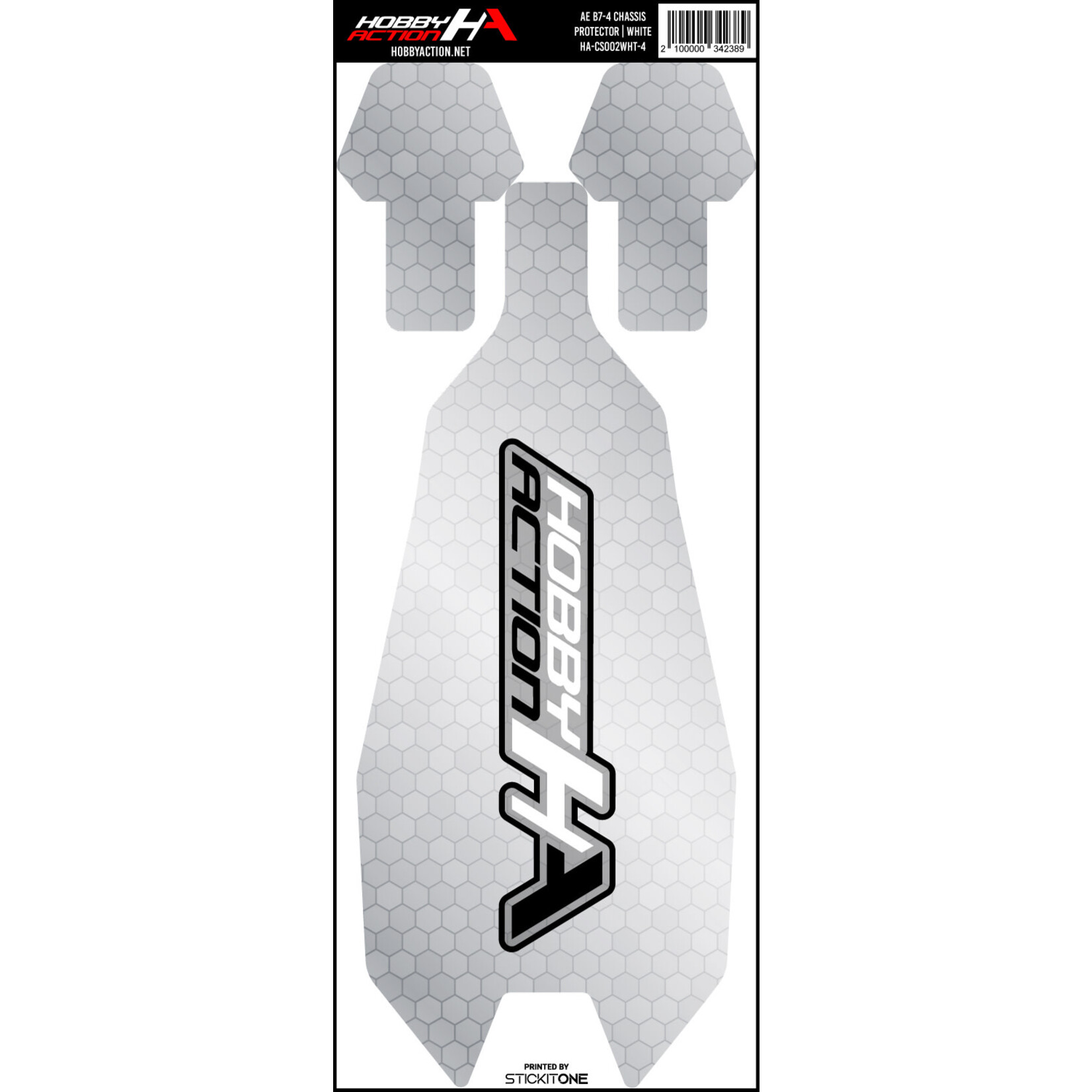StickIt1 HA-CS002WHT-4 Hobby Action Chassis Protector- AE B7 -4 Chassis- White