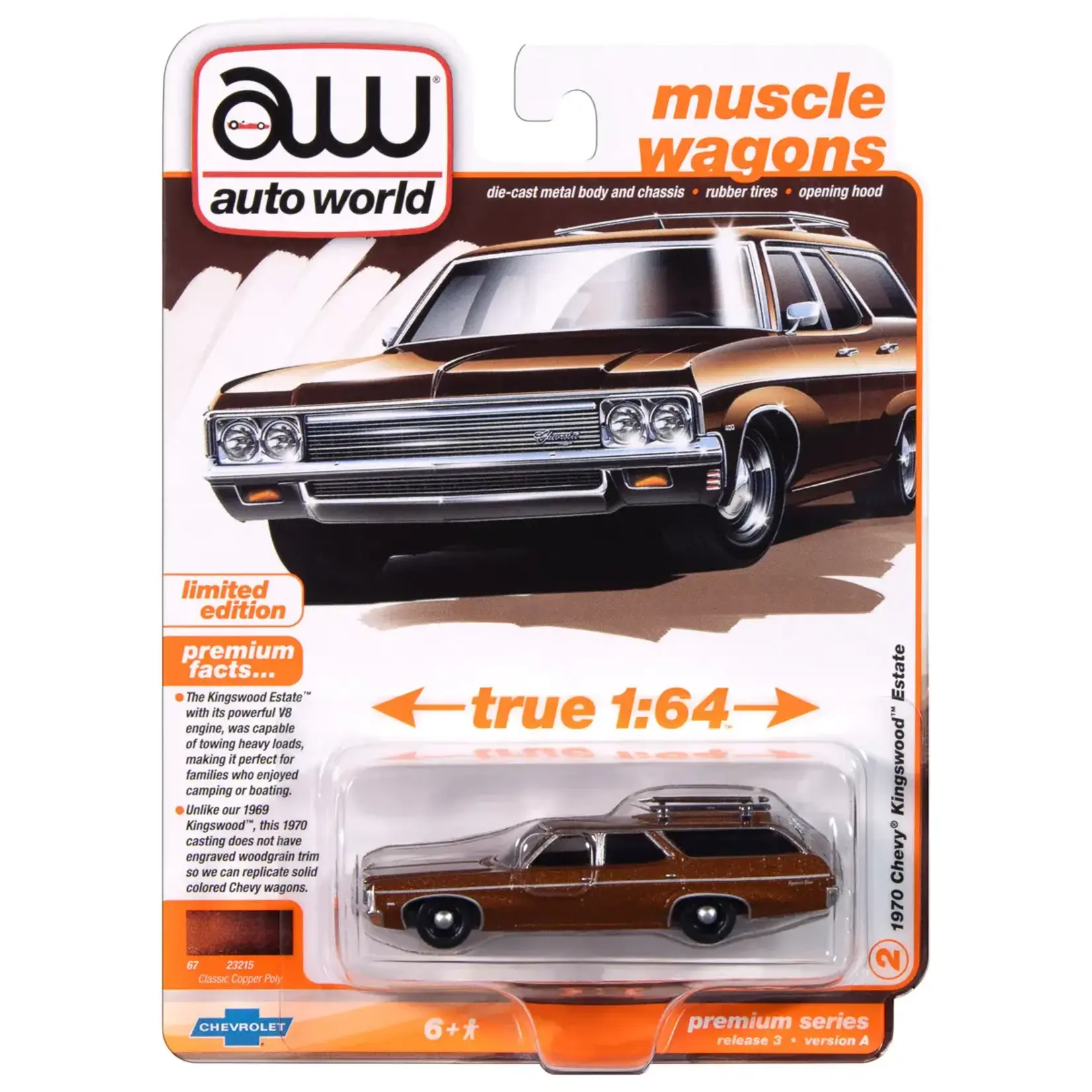Auto World AWSP177A Auto World 1970 Chevy Kingswood Estate (Solid Copper Metalic)