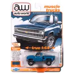 Auto World AWSP179A Auto World 1981 Chevrolet Silverado (Stepside 4x4) (Medium Blue)