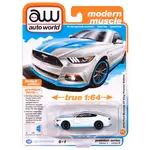 Auto World AWSP178B Auto World 2016 Ford Mustang GT King Premier Edition (White Body w/Petty Blue Ground Effects & Twin Upper Center Stripes. Includes Petty Garage logos)