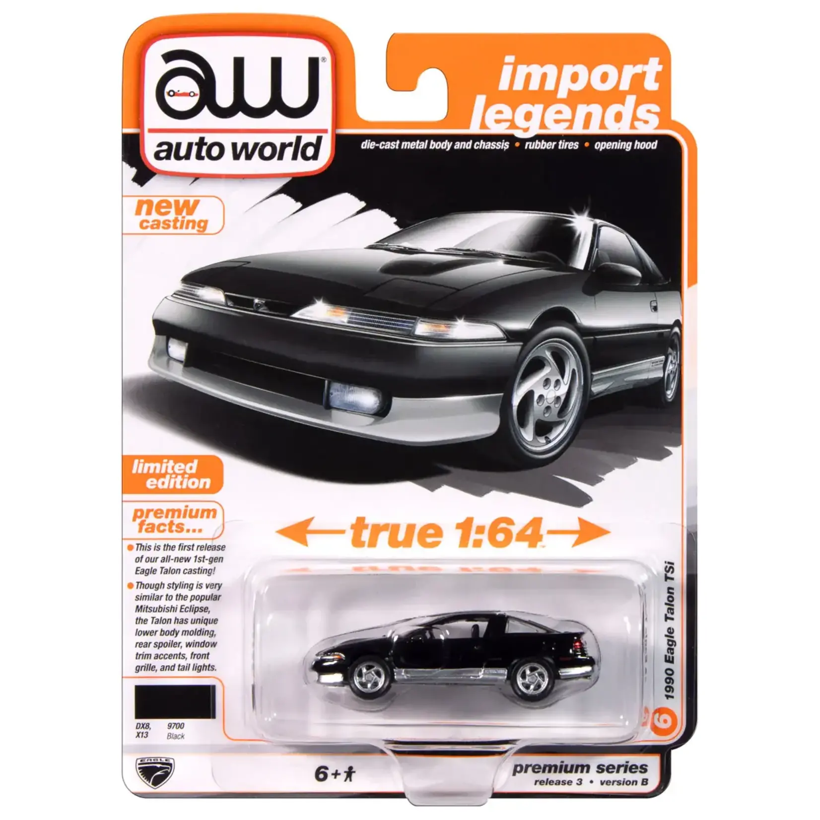 Auto World AWSP180B Auto World 1990 Eagle Talon TSi (Gloss Black Body Color w/Silver Lower)