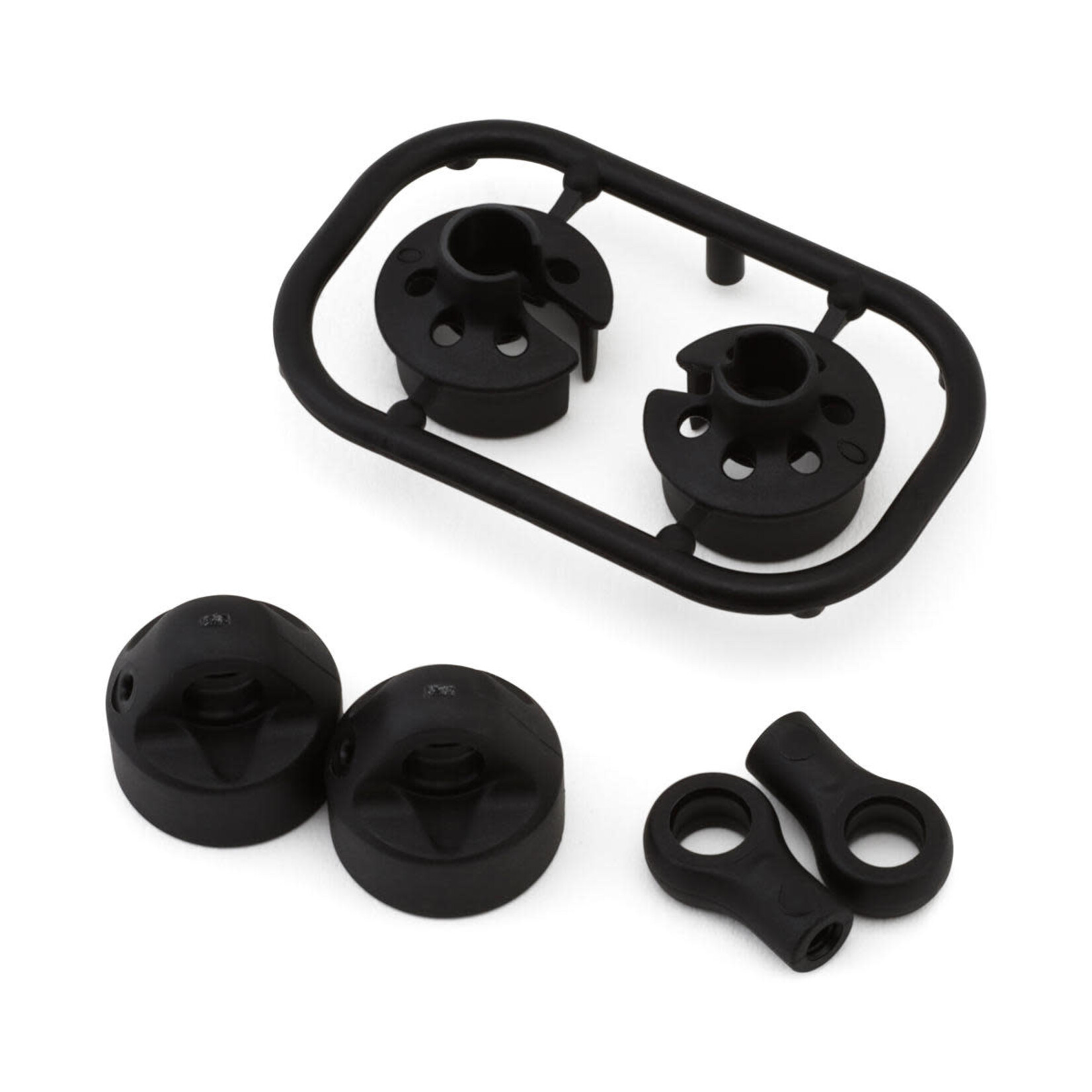 XRay XRA368014 XRAY XB4 2025 Composite Big Bore Shock Caps, Spring Retainers & Ball Joints (2)