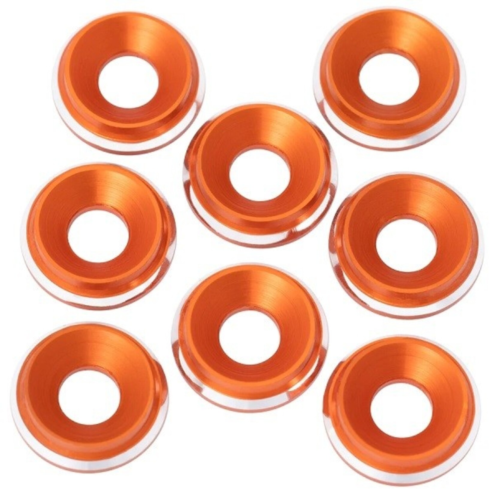 1UP 1UP820619ORG 1up Racing 7075 LowPro Countersunk Washers - M3 w/ Shine Chamfer Orange