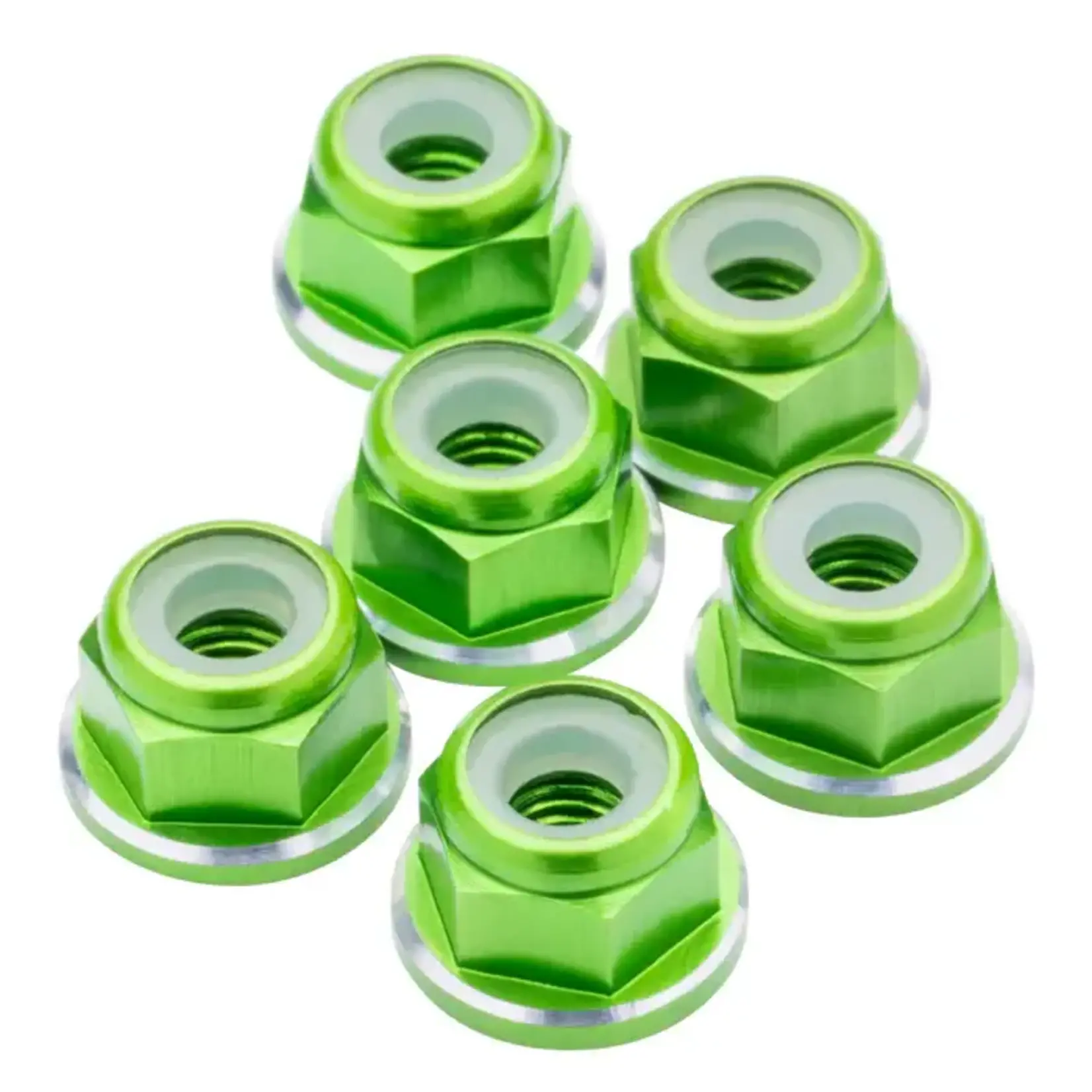 1UP 1UP80578 1Up Racing 7075 Aluminum M3 Flanged Locknuts - Green Shine - 6pcs
