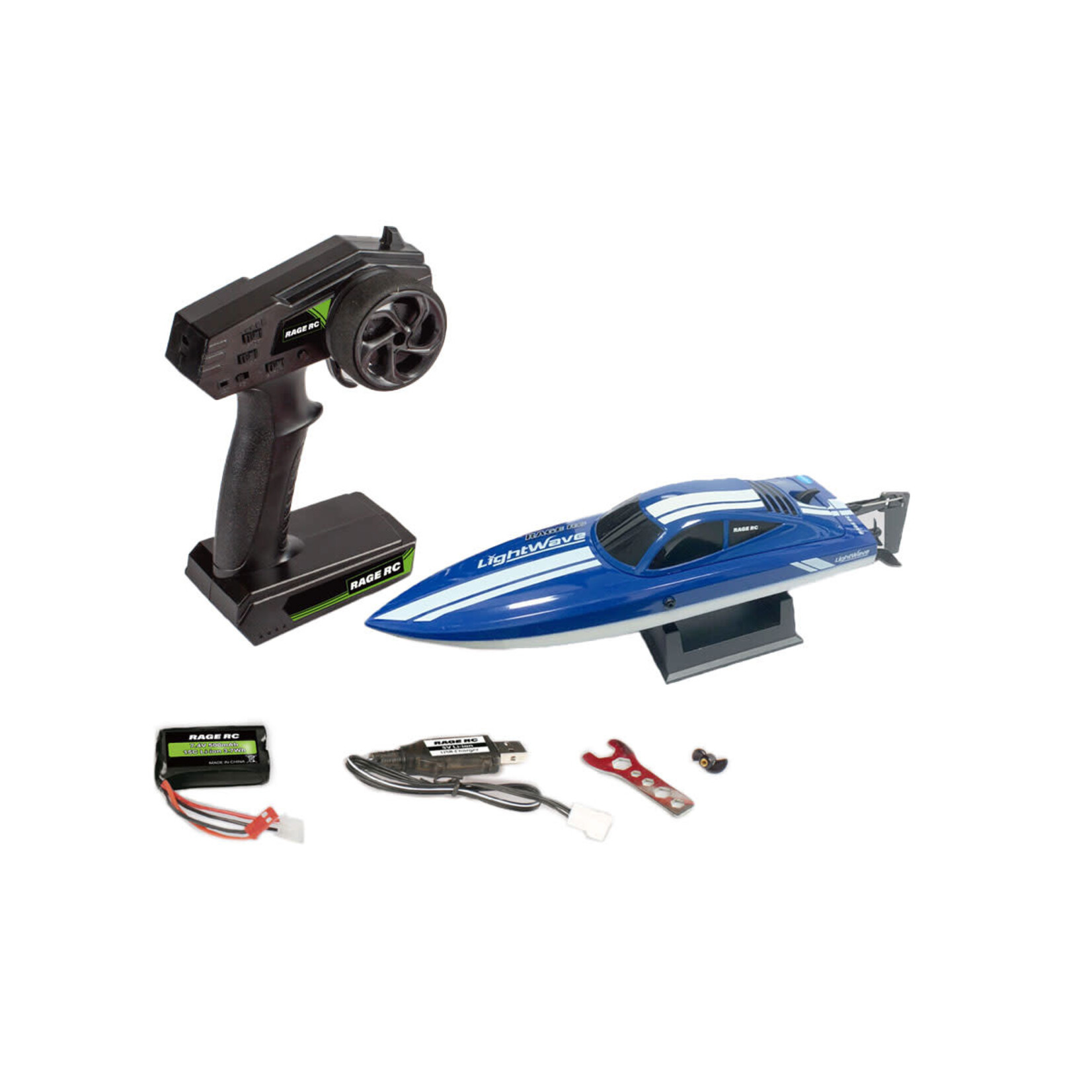 RageRC RGRB1132 RageRC LightWave Electric Micro RTR Boat; Blue