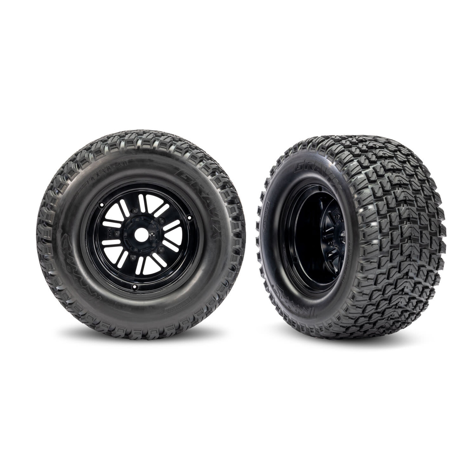 Traxxas TRA10947 Traxxas Funco Black Rear Funco Wheels & Gravix Tires (2)