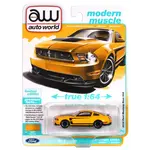 Auto World AWSP186A Auto World 2012 Ford Mustang Boss 302 (Yellow Blaze w/Black Accents) 1:64 Diecast