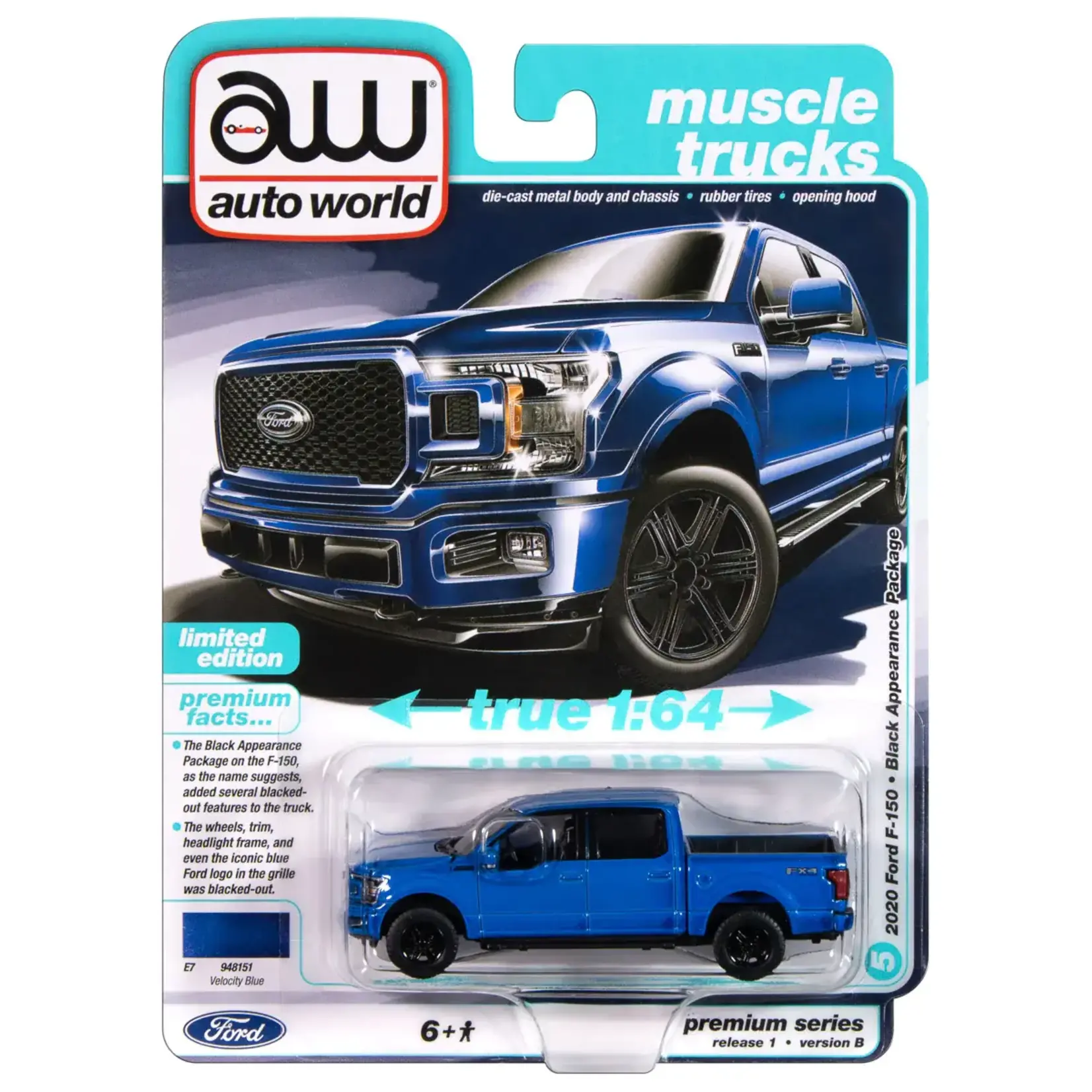 Auto World AWSP188B Auto World 2020 Ford F-150 Truck (Velocity Blue) 1:64 Diecast