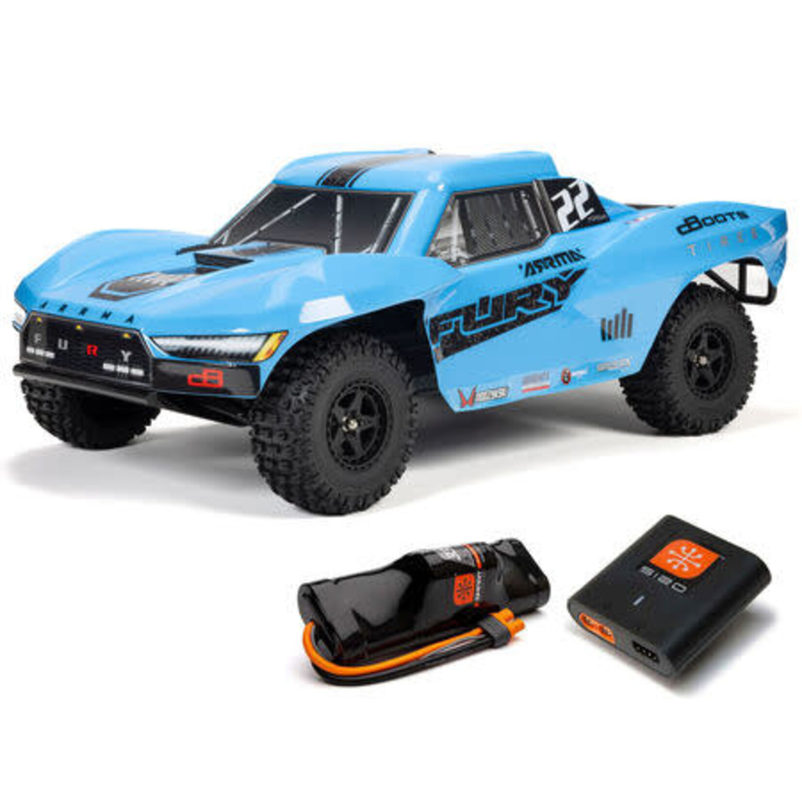 Arrma ARA3221ST2 Arrma Fury 2WD MEGA 550 RTR Brushed 1/10 Off-Road Short Course Truck (Blue)