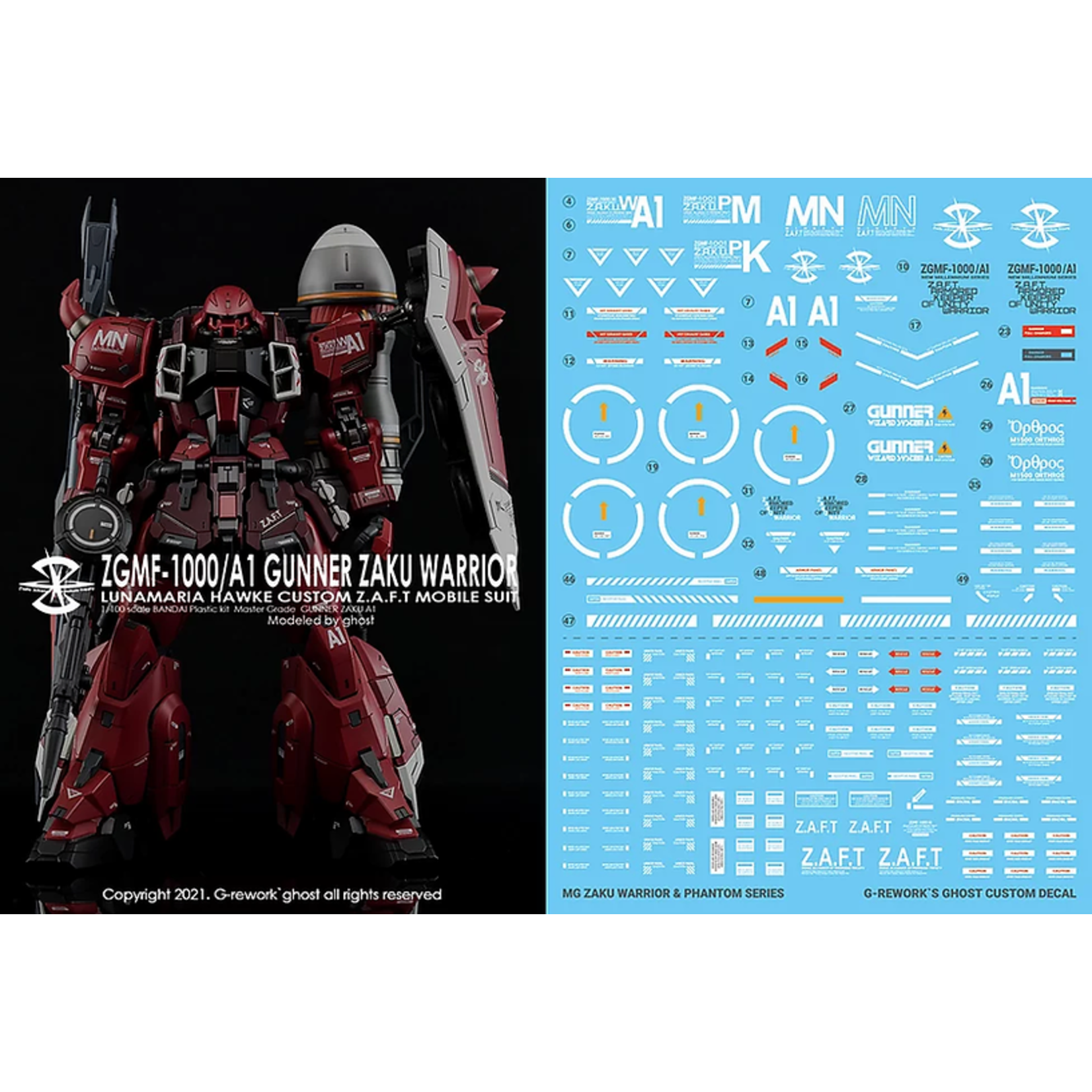 GUNPRIMER GUN-CD-M211 G-Rework MG Gunner Zaku Warrior Water Slide Decals