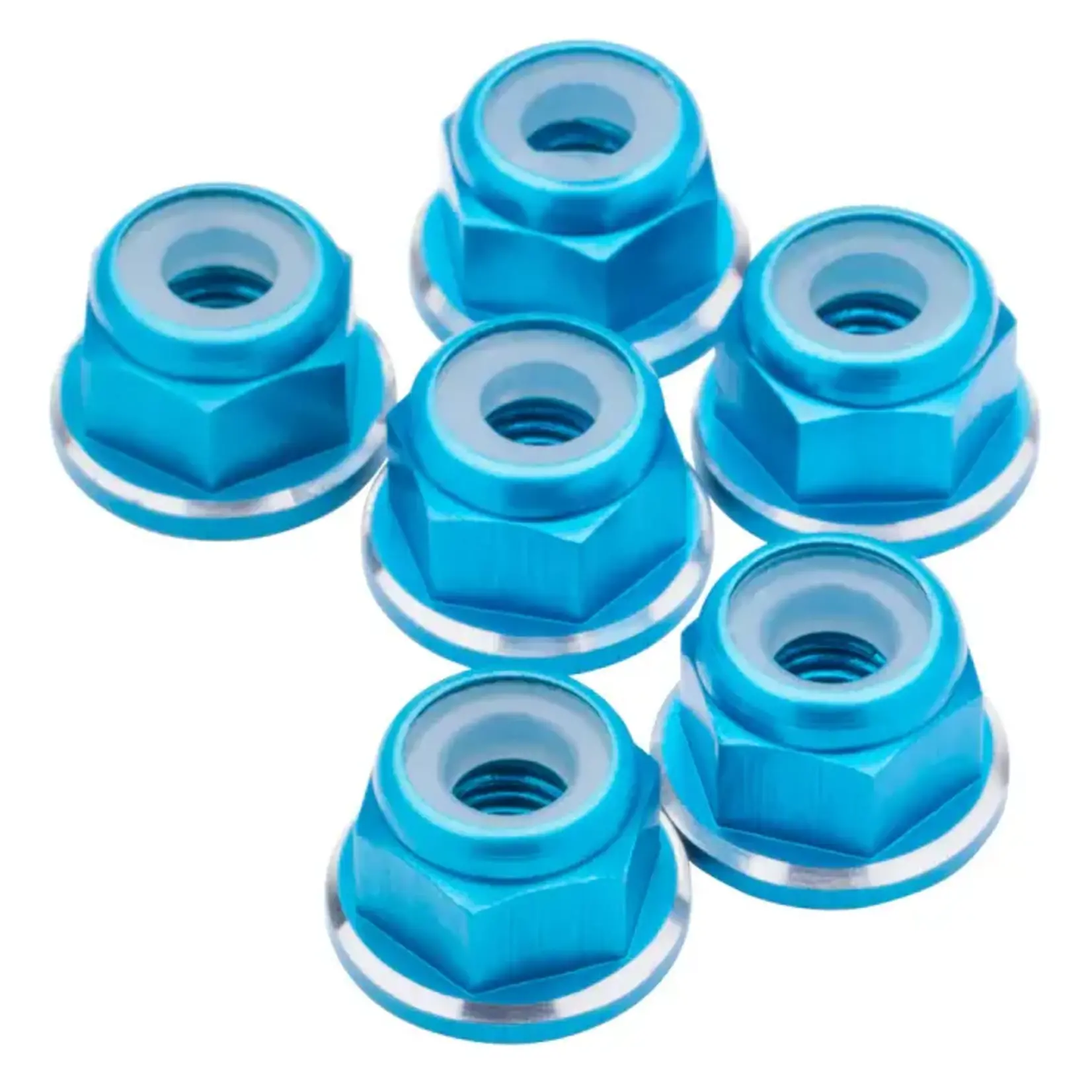 1UP 1UP80518 1up Racing 7075 Aluminum Flanged Locknuts - Shine Series - M3 Bright Blue