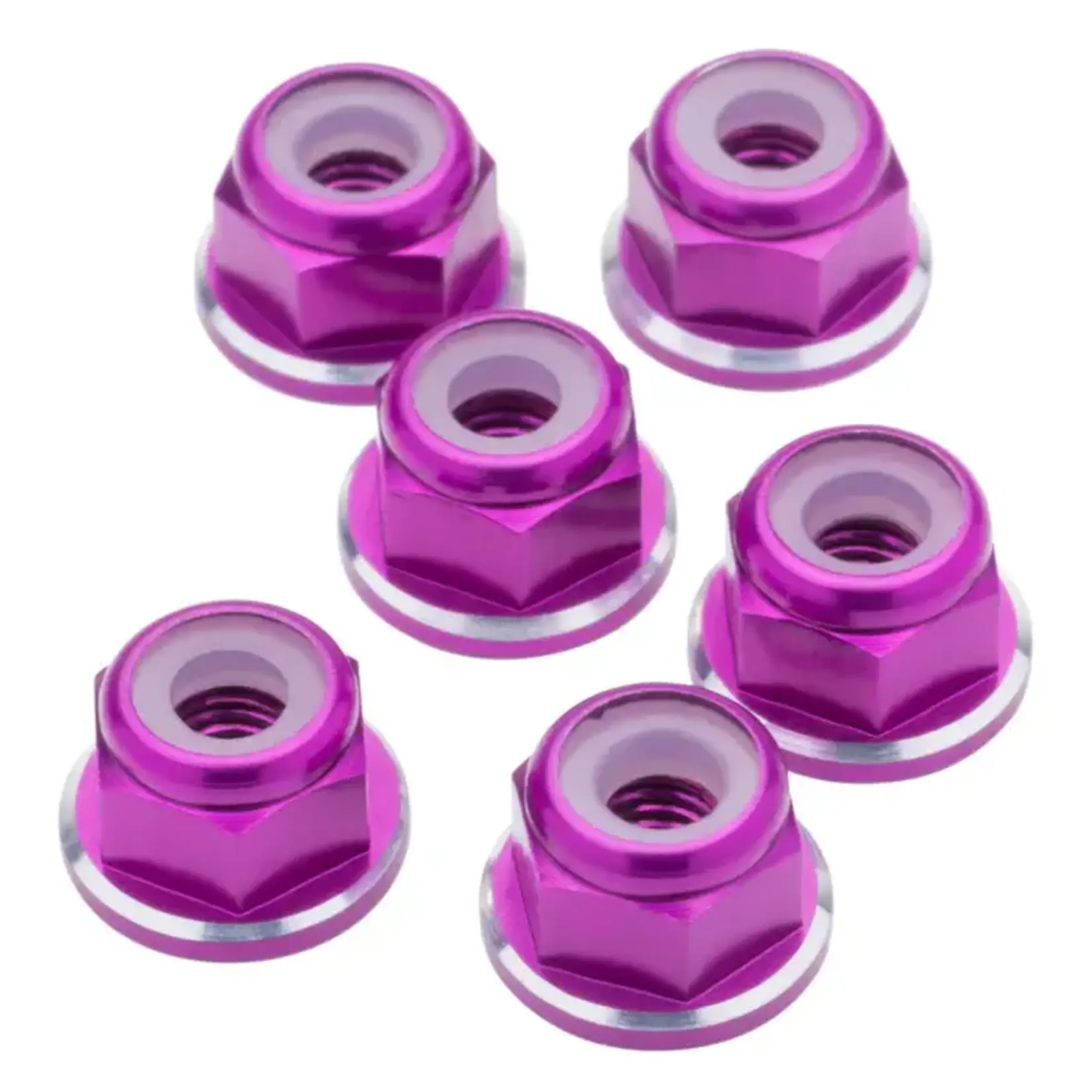 1UP 1UP80528 1up Racing 7075 Aluminum Flanged Locknuts - Shine Series - M3 Purple