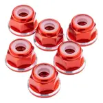 1UP 1UP80538 1up Racing 7075 Aluminum Flanged Locknuts - Shine Series - M3 Red