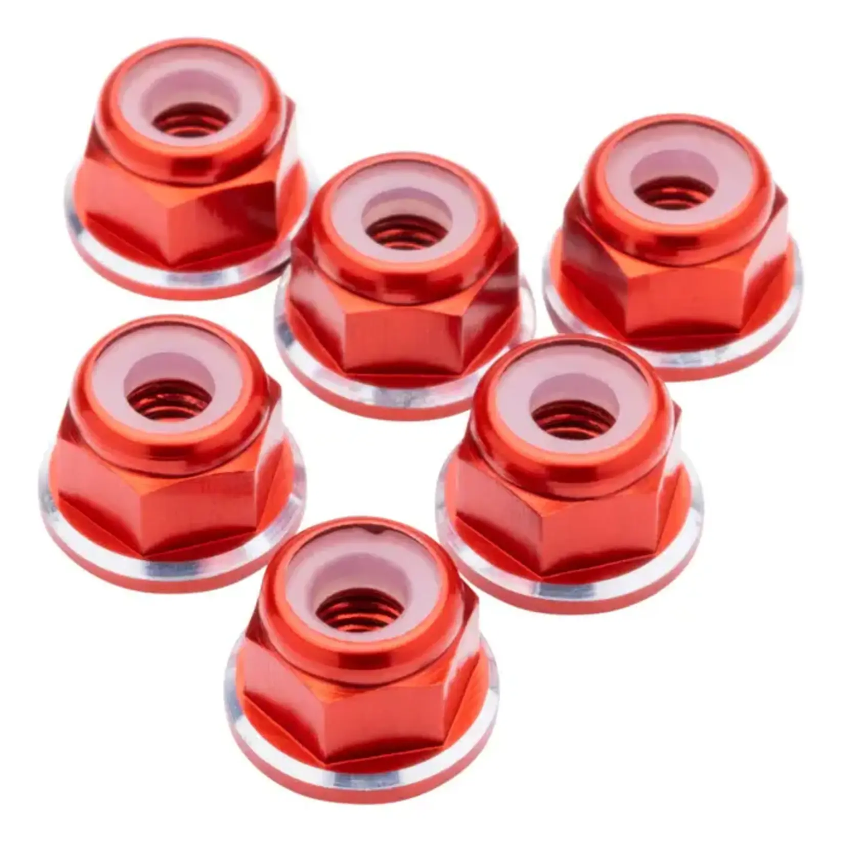 1UP 1UP80538 1up Racing 7075 Aluminum Flanged Locknuts - Shine Series - M3 Red
