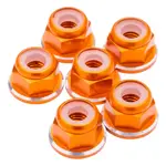 1UP 1UP80558 1up Racing 7075 Aluminum Flanged Locknuts - Shine Series - M3 Orange