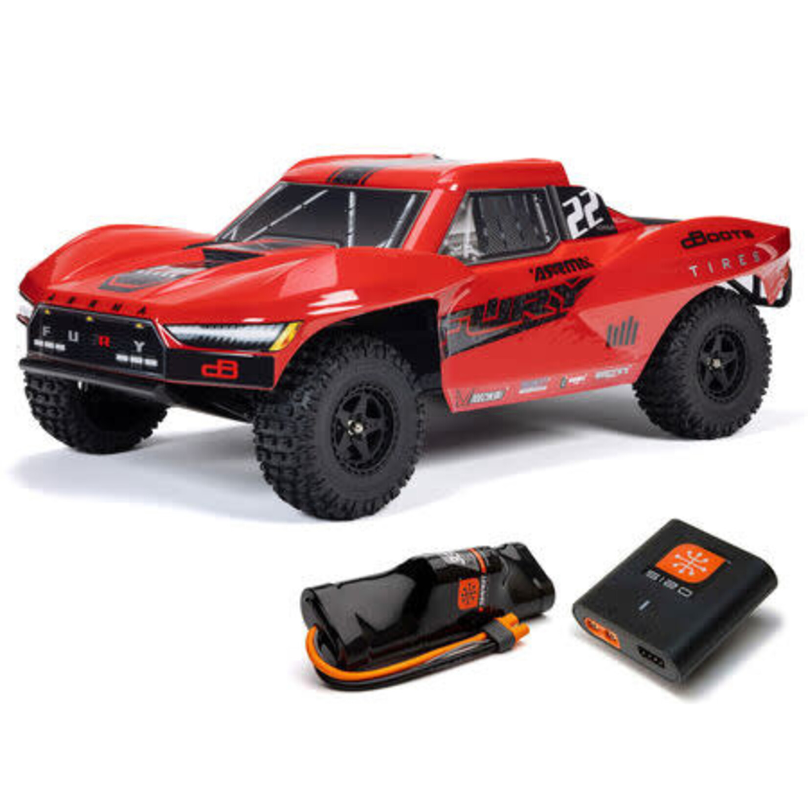 Arrma ARA3221ST1 Arrma Fury 2WD MEGA 550 RTR Brushed 1/10 Off-Road Short Course Truck (Red)