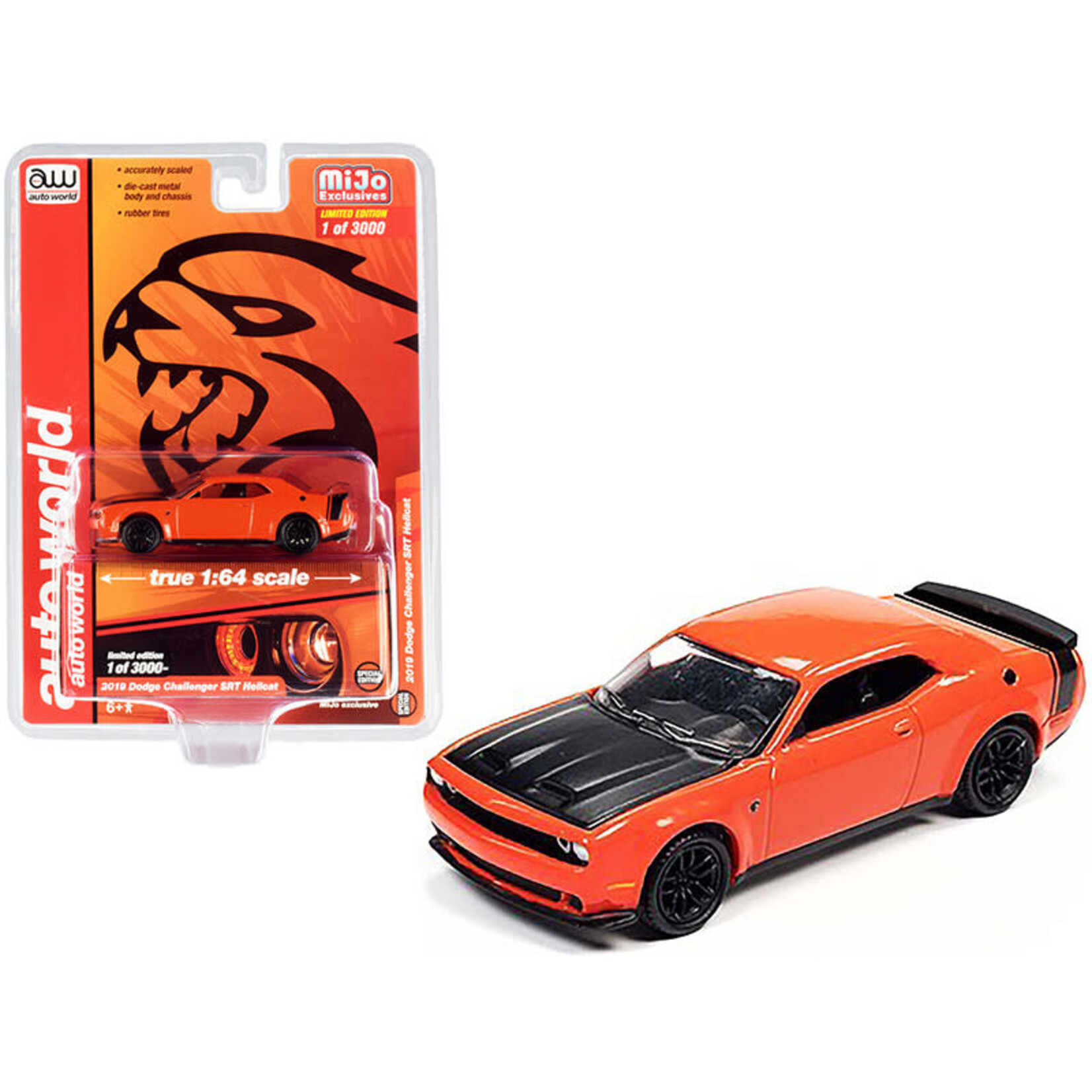Auto World CP7721 Auto World Mijo Exclusives 2019 Dodge Challenger SRT Hellcat Orange 1:64