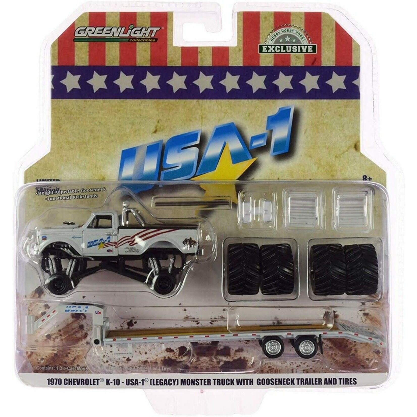 Greenlight GLT30101 Greenlight 1970 Chevrolet K-10 USA-1 Monster Truck 1:64 Die Cast