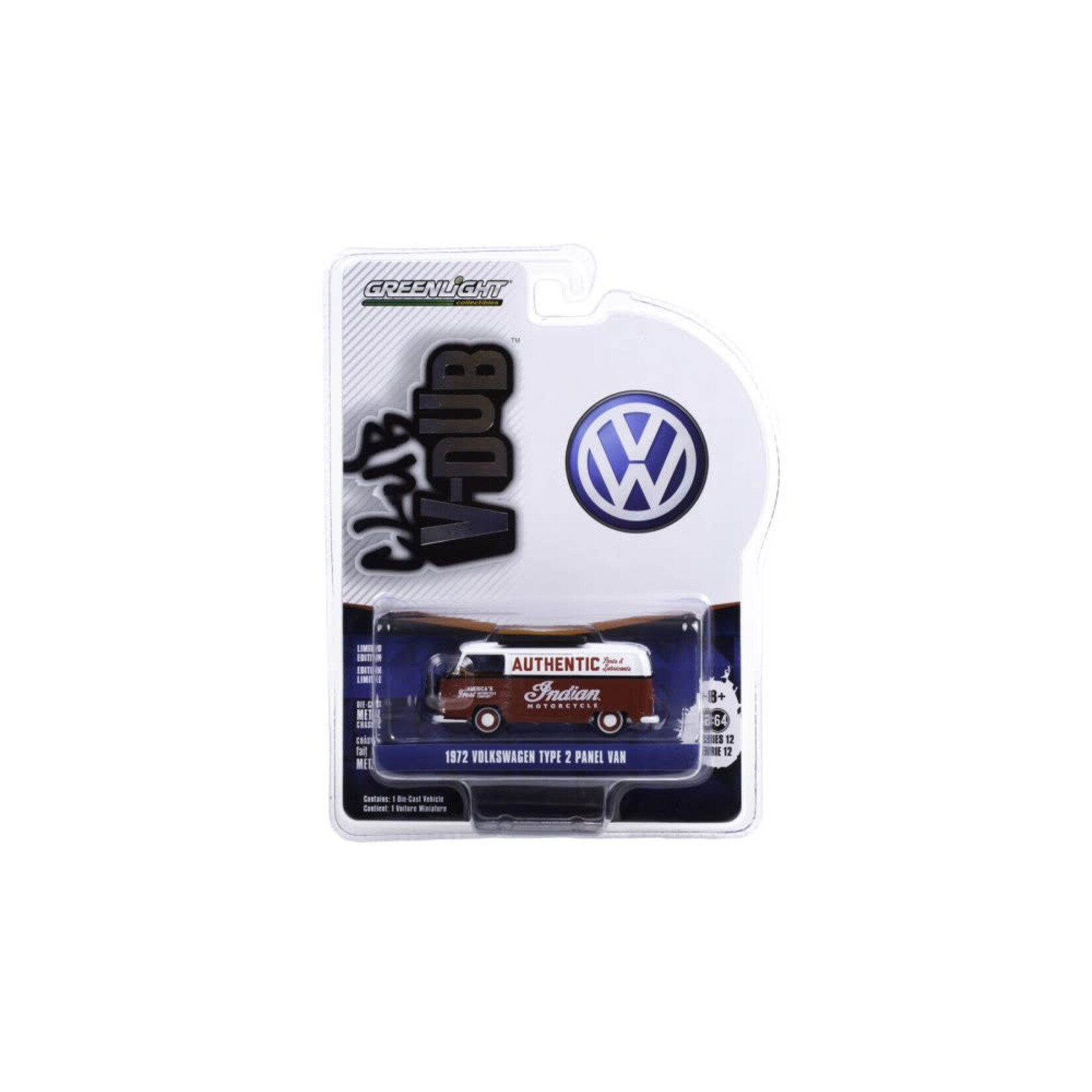 Greenlight GLT36020-B Greenlight 1972 Volkswagen Type 2 Panel Van Indian Club V-Dub 1:64 Die Cast