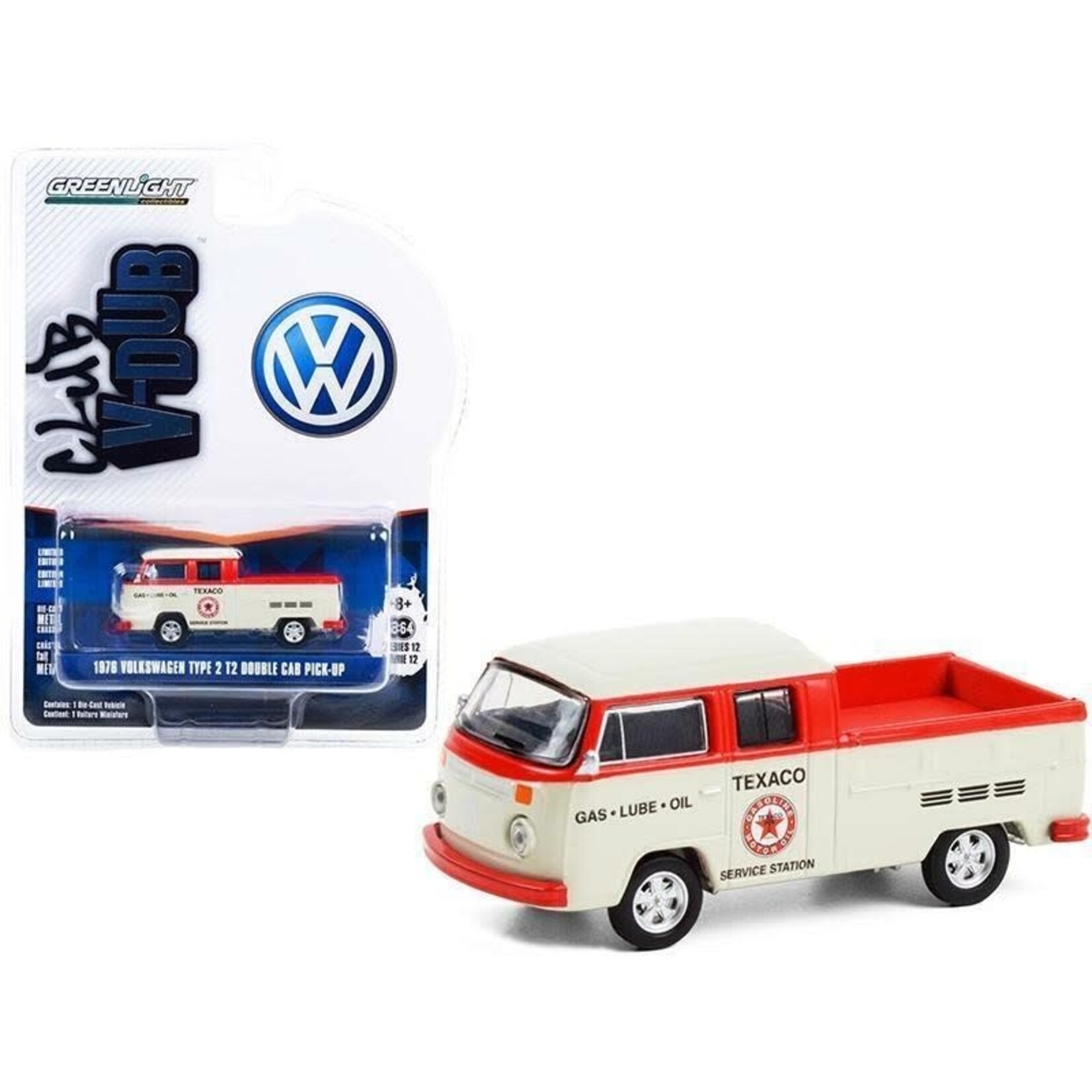 Greenlight GLT36020-D Greenlight 1976 Volkswagen T2 Type 2 Double Cab Club V-Dub 1:64 Die Cast