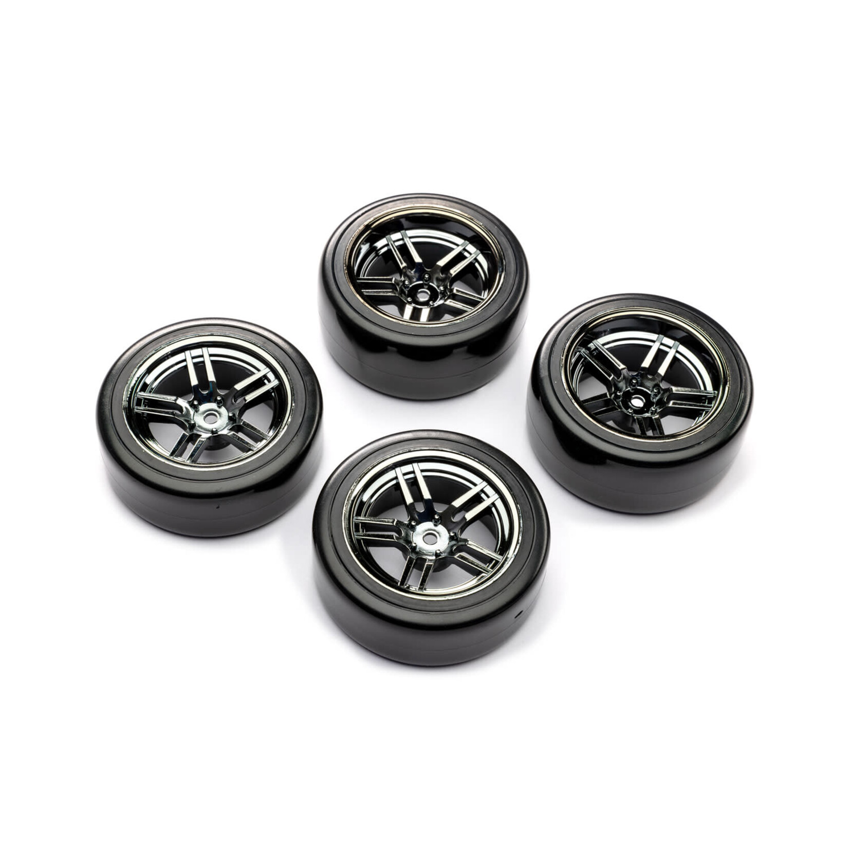 Traxxas TRA8378 Traxxas 4-Tec 1.9" Black Chrome Split-Spoke Wheels & Drift Tires (4)