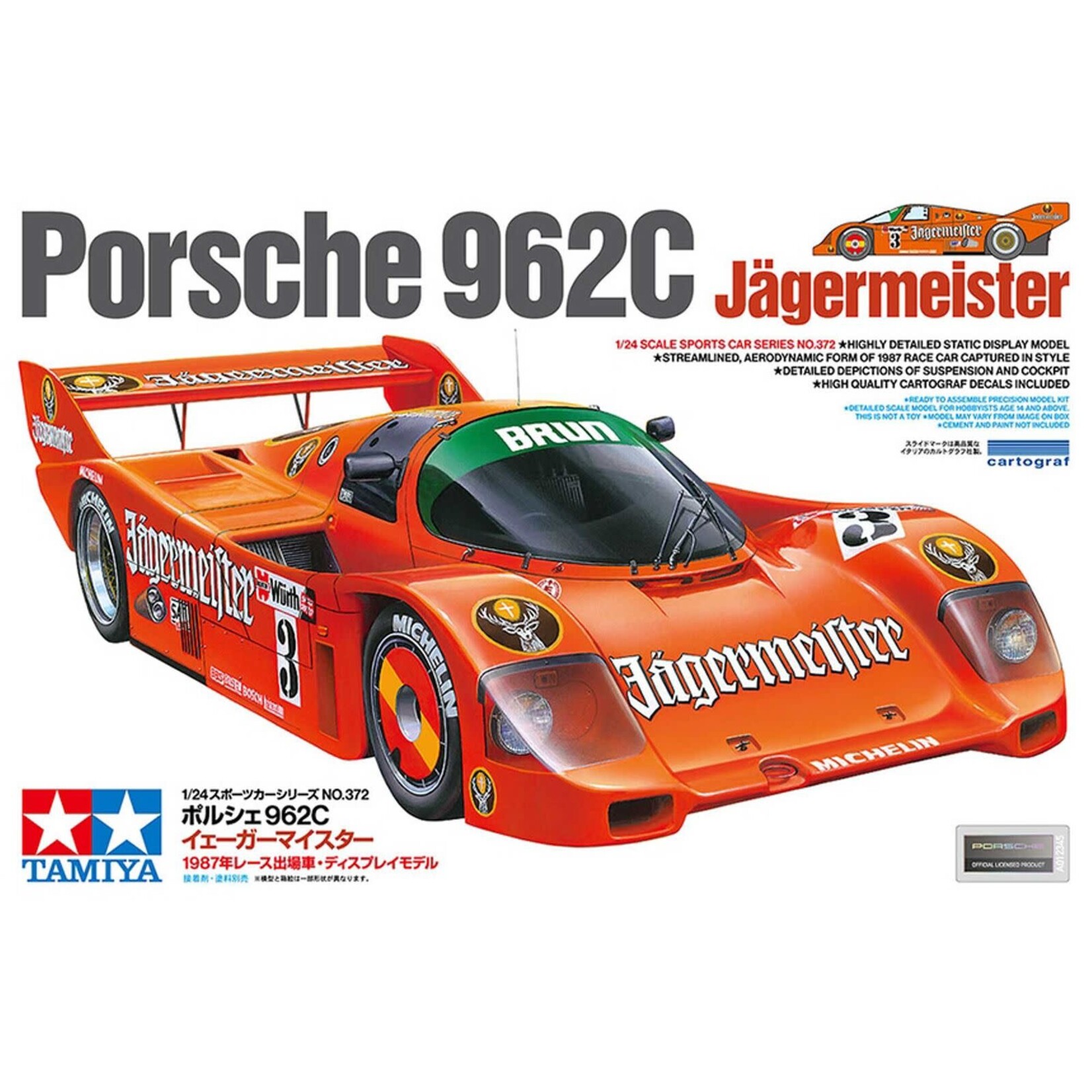 Tamiya TAM24372 Tamiya 1/24 Porsche 962C Jägermeister Model Kit
