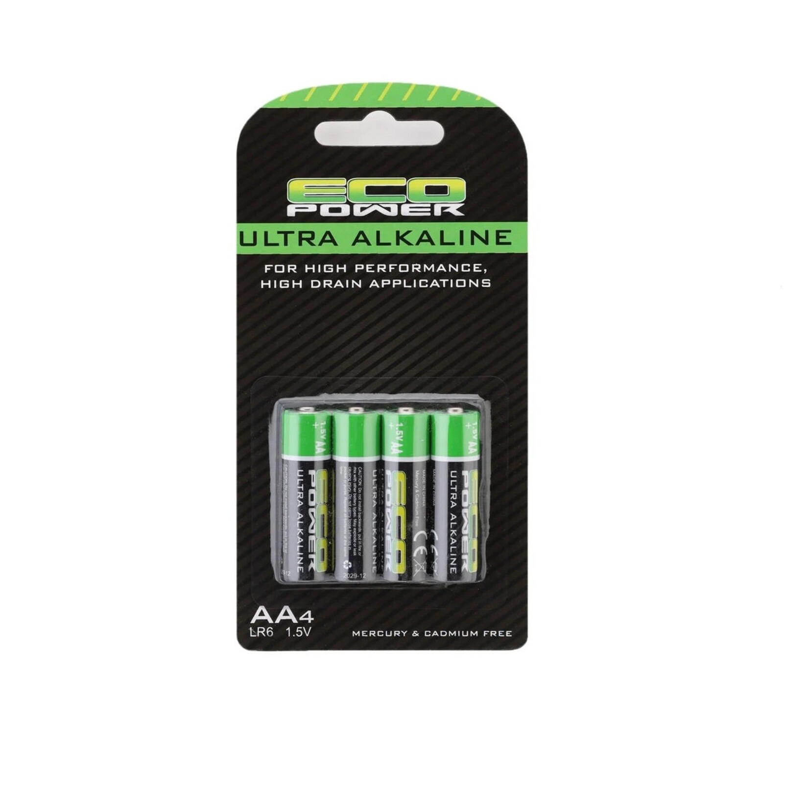 EcoPower ECP-5061 EcoPower Ultra Alkaline AA Batteries (4) (Mercury & Cadmium Free)