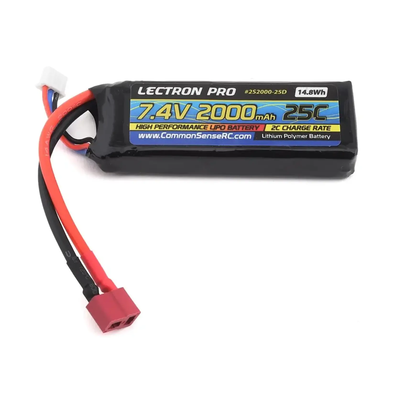 Lectron Pro 2S2000-25D Common Sense RC Lectron Pro 2S 25C LiPo Battery w/T-Style (7.4V/2000mAh)
