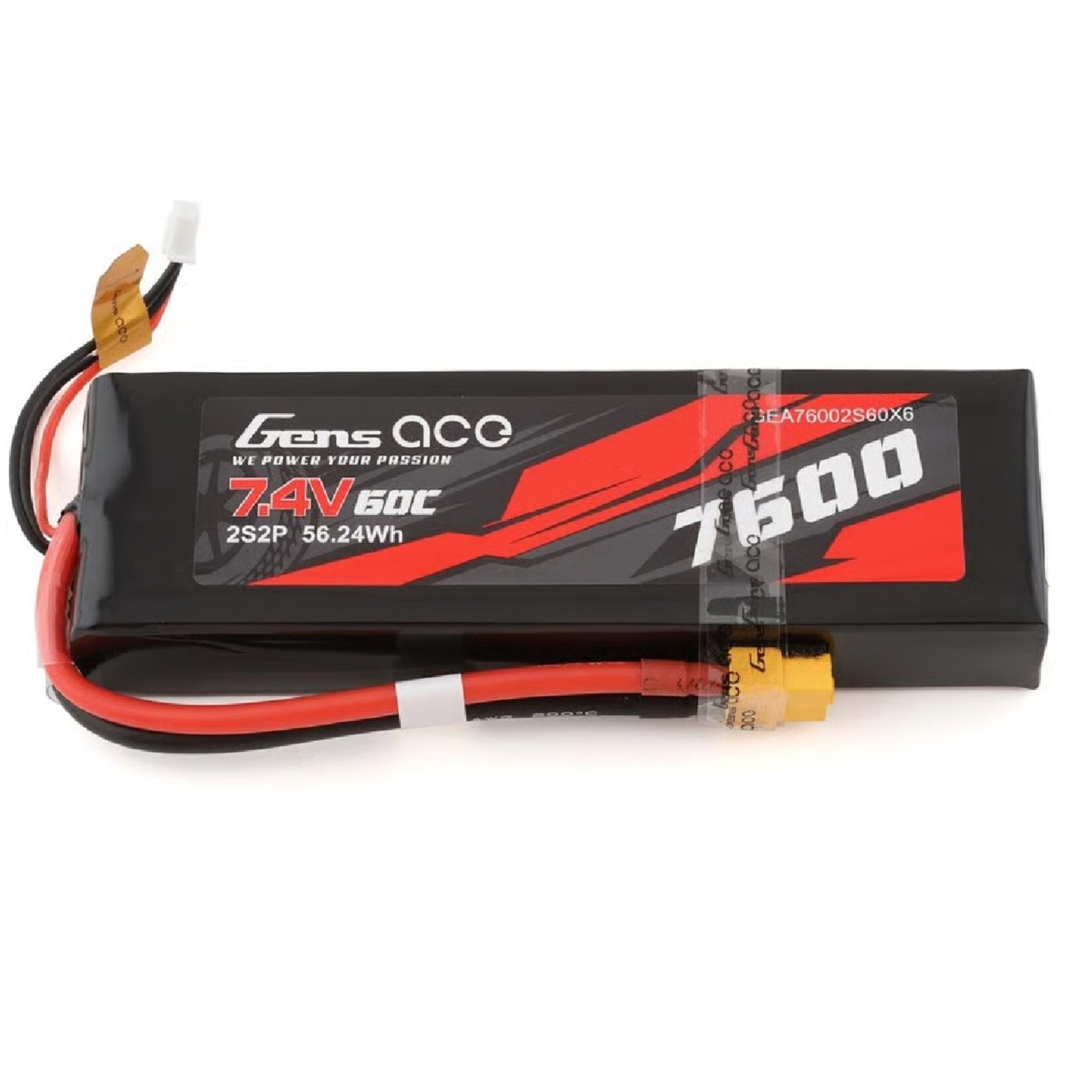 Gens Ace GEA76002S60X6 Gens Ace 2S LiPo Battery 60C (7.4V/7600mAh) w/XT-60 Connector