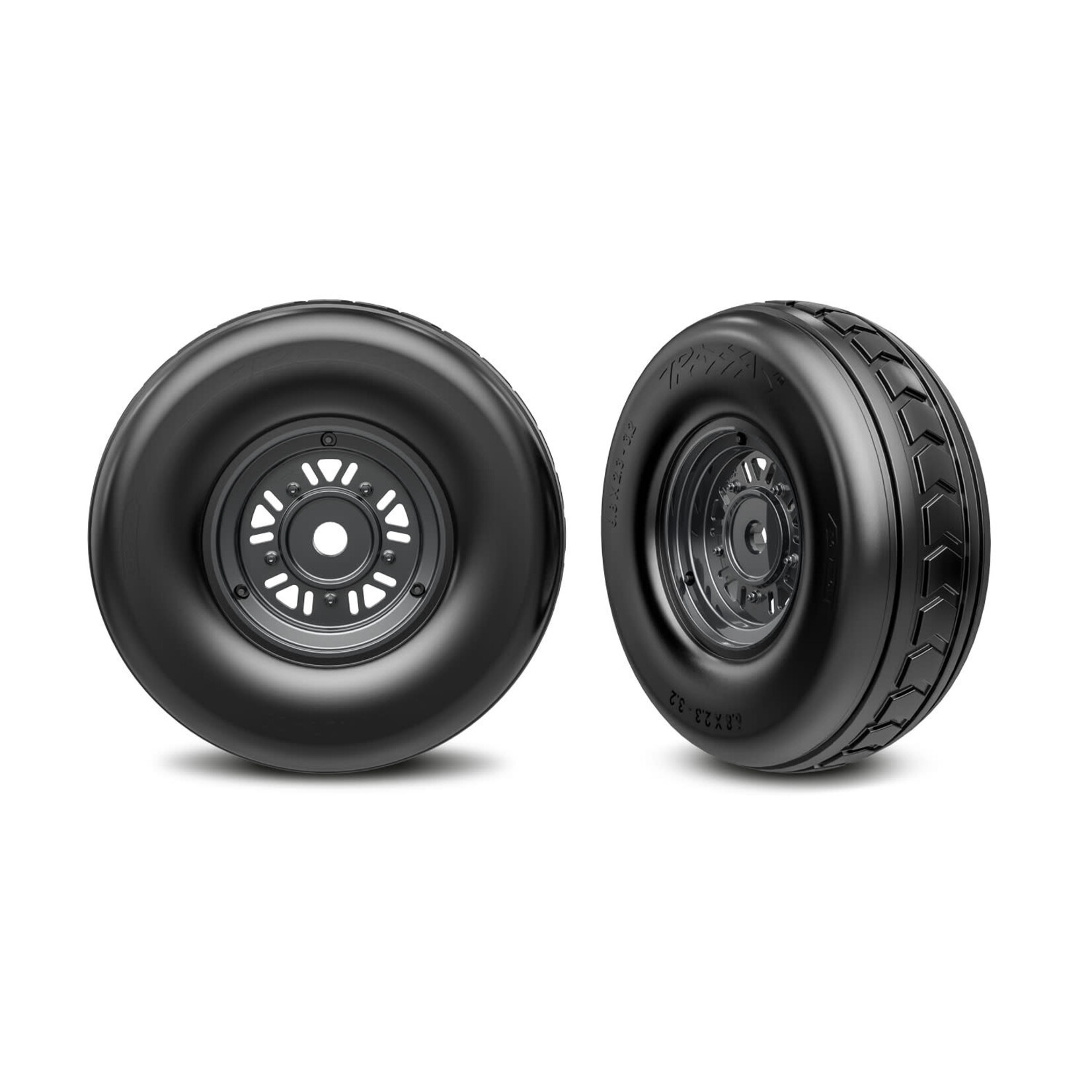 Traxxas TRA10972-BLKC Traxxas 3.2" Funco Black Chrm Front Wheels & Arrow Tires (2)