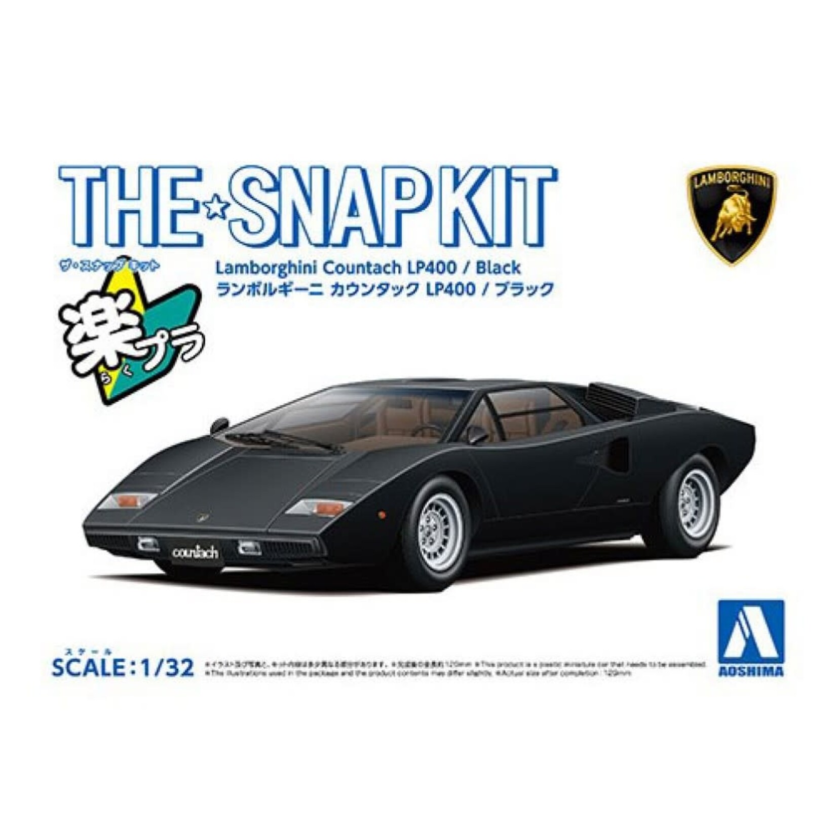 Aoshima AOS-06538 Aoshima 1/32 SNAP KIT #20-F Lamborghini Countach LP400(Black)