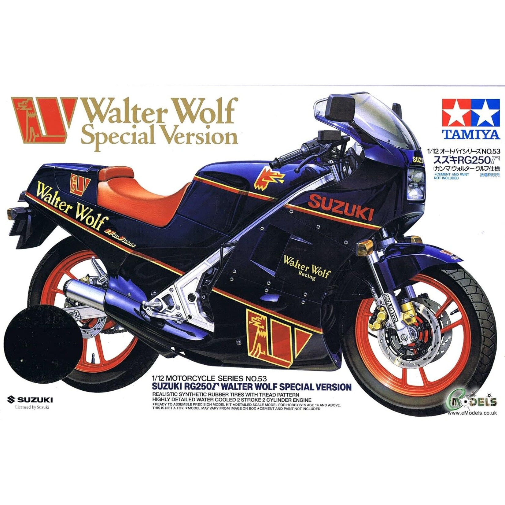 Tamiya TAM14053 Tamiya 1:12 Suzuki RG250 Gamma Walter Wolf Special Version Model Kit
