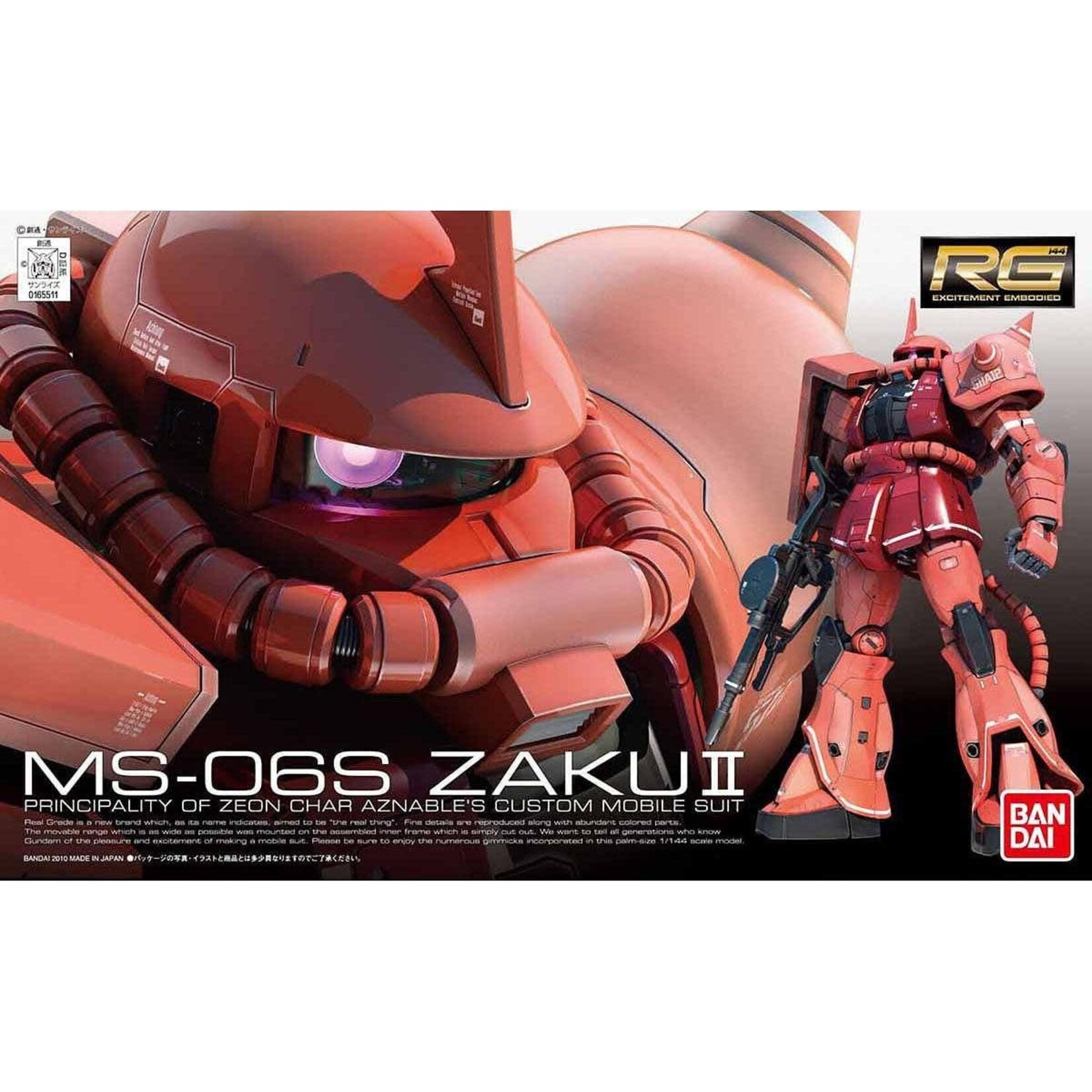 Bandai BAN2111406 Bandai RG 1/144 #02 MS-06S Char's Zaku II "Mobile Suit Gundam"