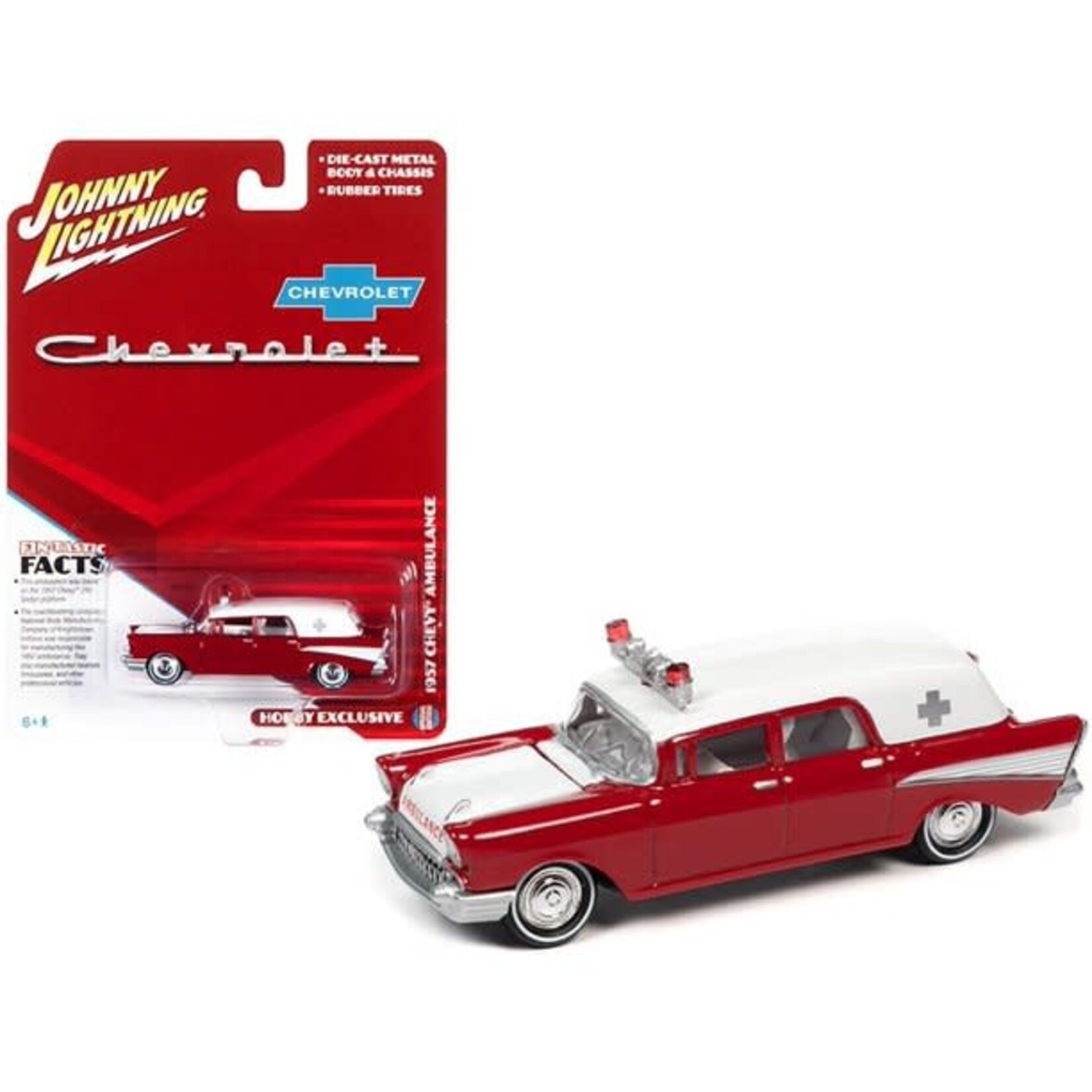 Johnny Lightning JLSP130 Johnny Lightning Hobby Exclusive 1957 Chevy Ambulance Red