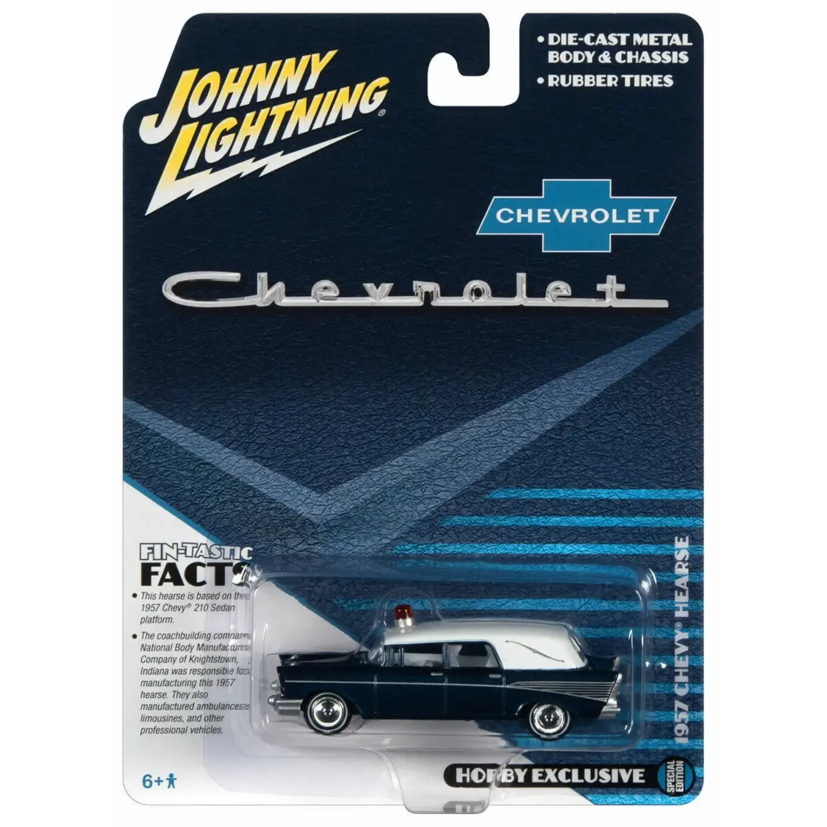 Johnny Lightning JLSP131 Johnny Lightning Hobby Exclusive 1957 Chevy Hearse Blue