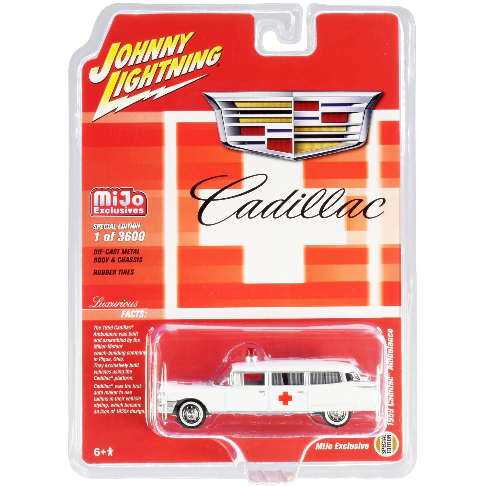 Johnny Lightning JLCP7350 Johnny Lightning MiJo Exclusive 1959 Cadillac Ambulance White