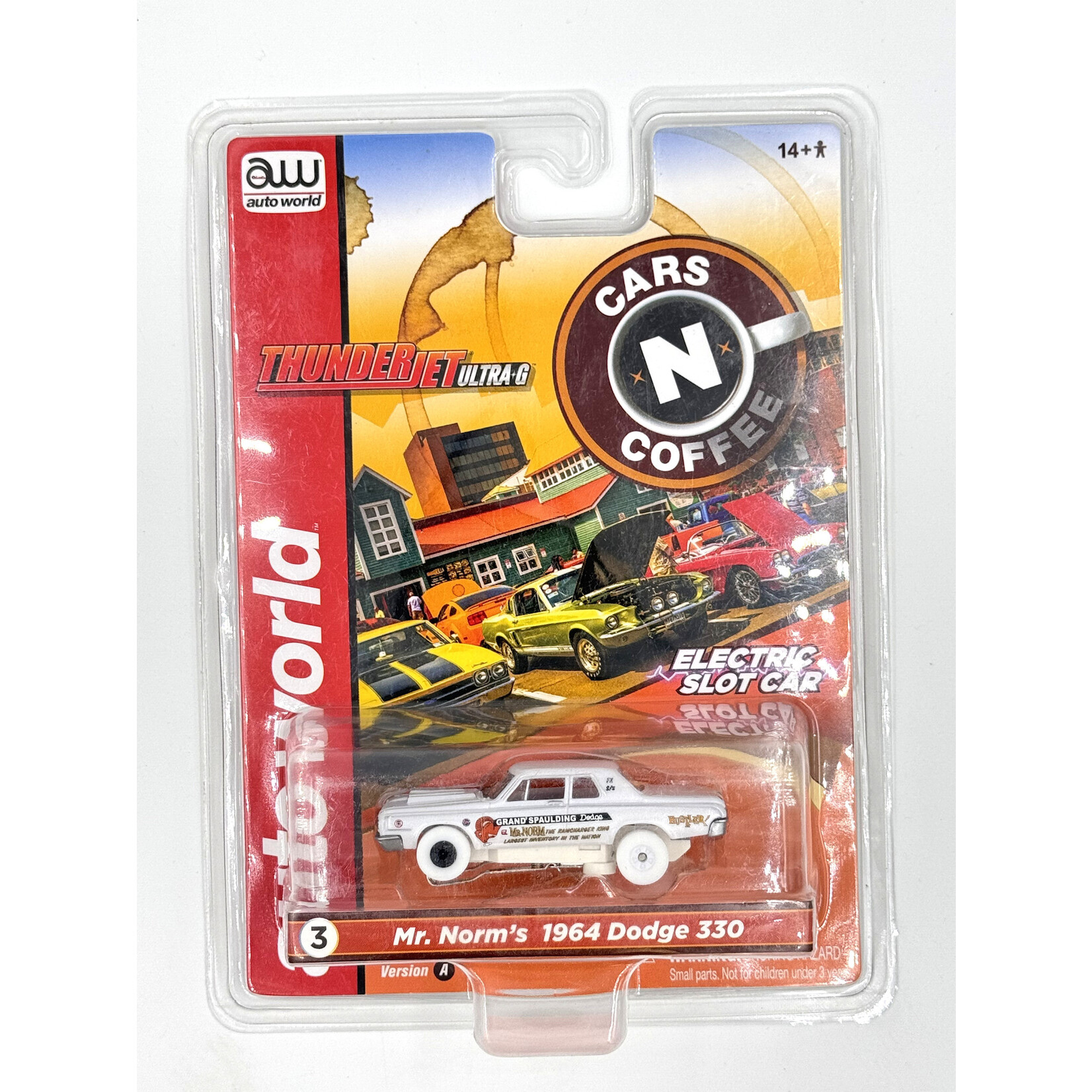 Auto World SC379A3 -IW Auto World iWheels Thunderjet Cars N Coffee 1964 Dodge 330 HO Scale Slot Car