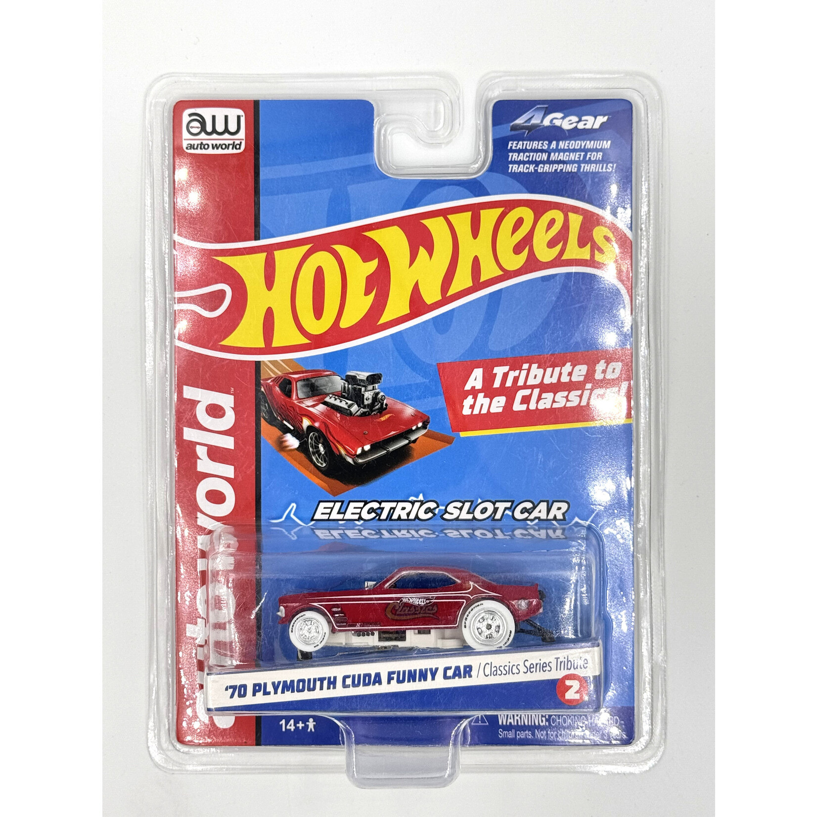 Auto World SC382-2-IW Auto World iWheels Hot Wheels 1970 Plymouth Cuda Funny Car HO Scale Slot Car