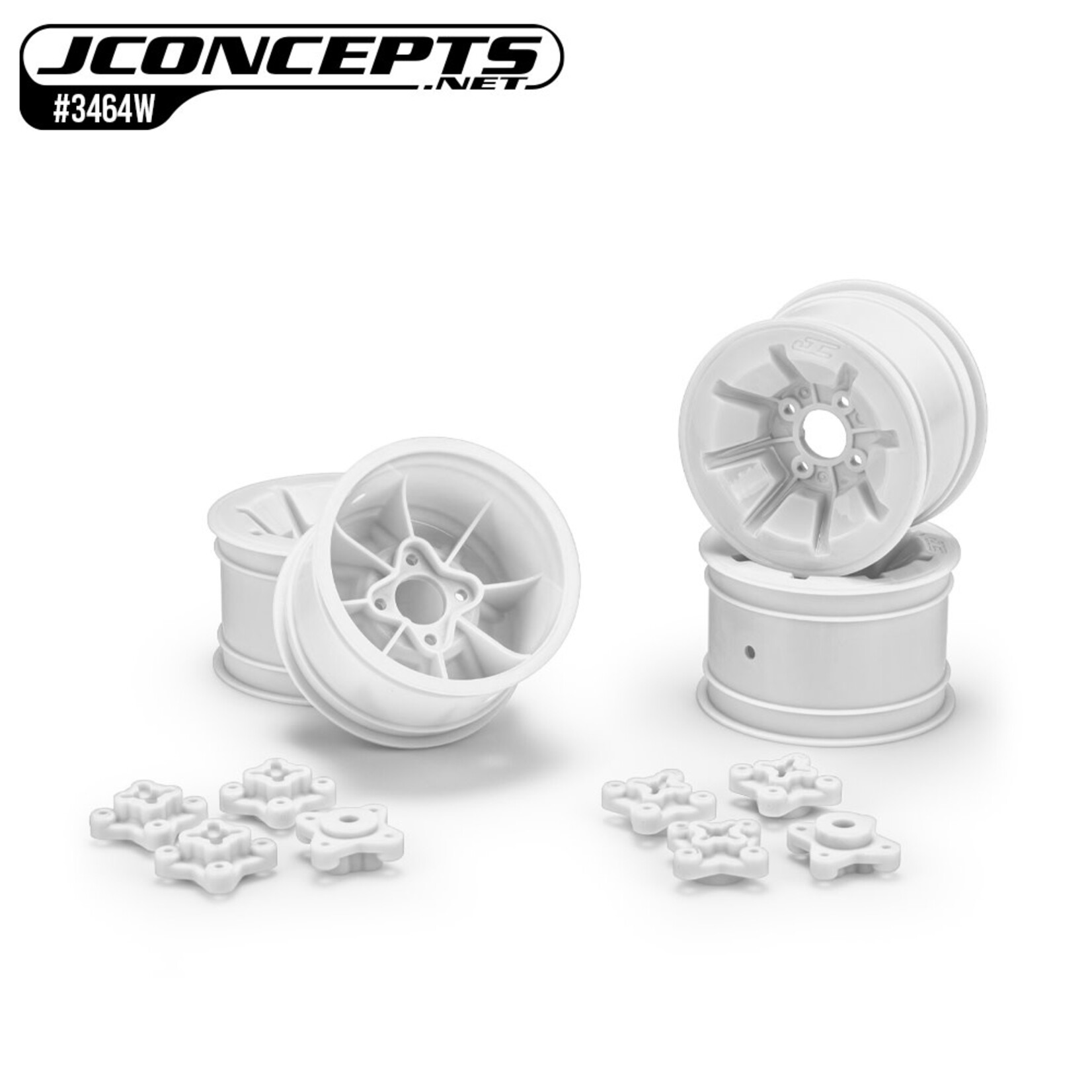 JConcepts JCO3464W Concepts Pioneer - RC10 2.2" rear wheel w/ 1/4" & 3/16" axle adaptor, white - 4pc