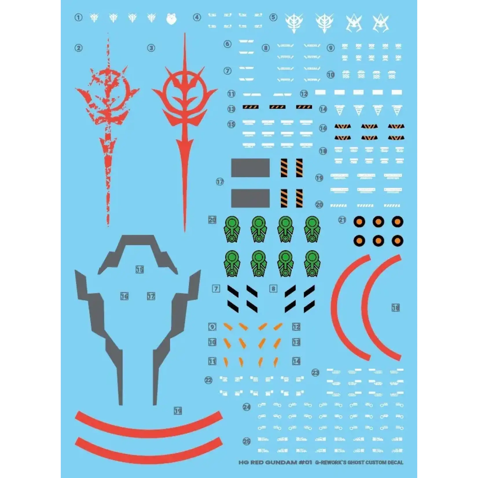GUNPRIMER GUN-CD-H-GQ04 G-Rework HG Red Gundam (GQX) Water Slide Decals