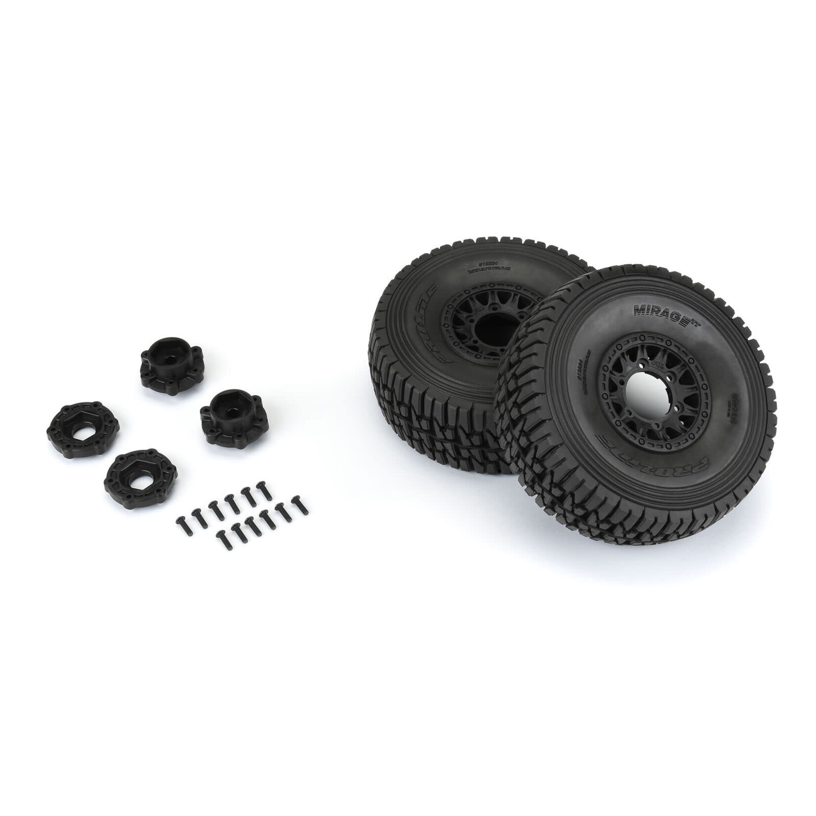 Pro-line Racing PRO1022410 Pro-Line 1/7 Mirage TT Pre-Mounted Tires w/Raid Wheels (Black) (2) (M2) w/17mm Hex