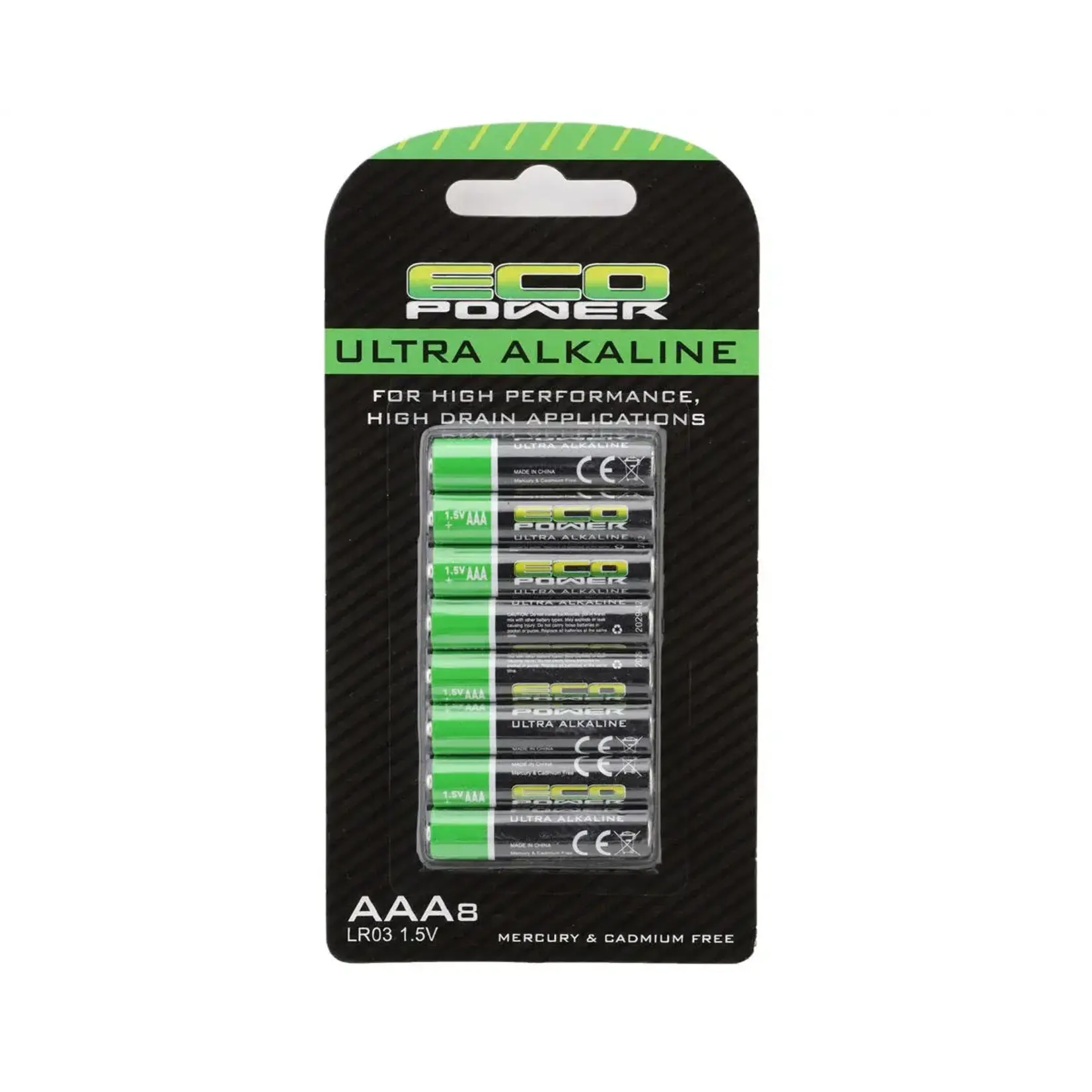 EcoPower ECP-5060 EcoPower Ultra Alkaline AAA Batteries (8) (Mercury & Cadmium Free)
