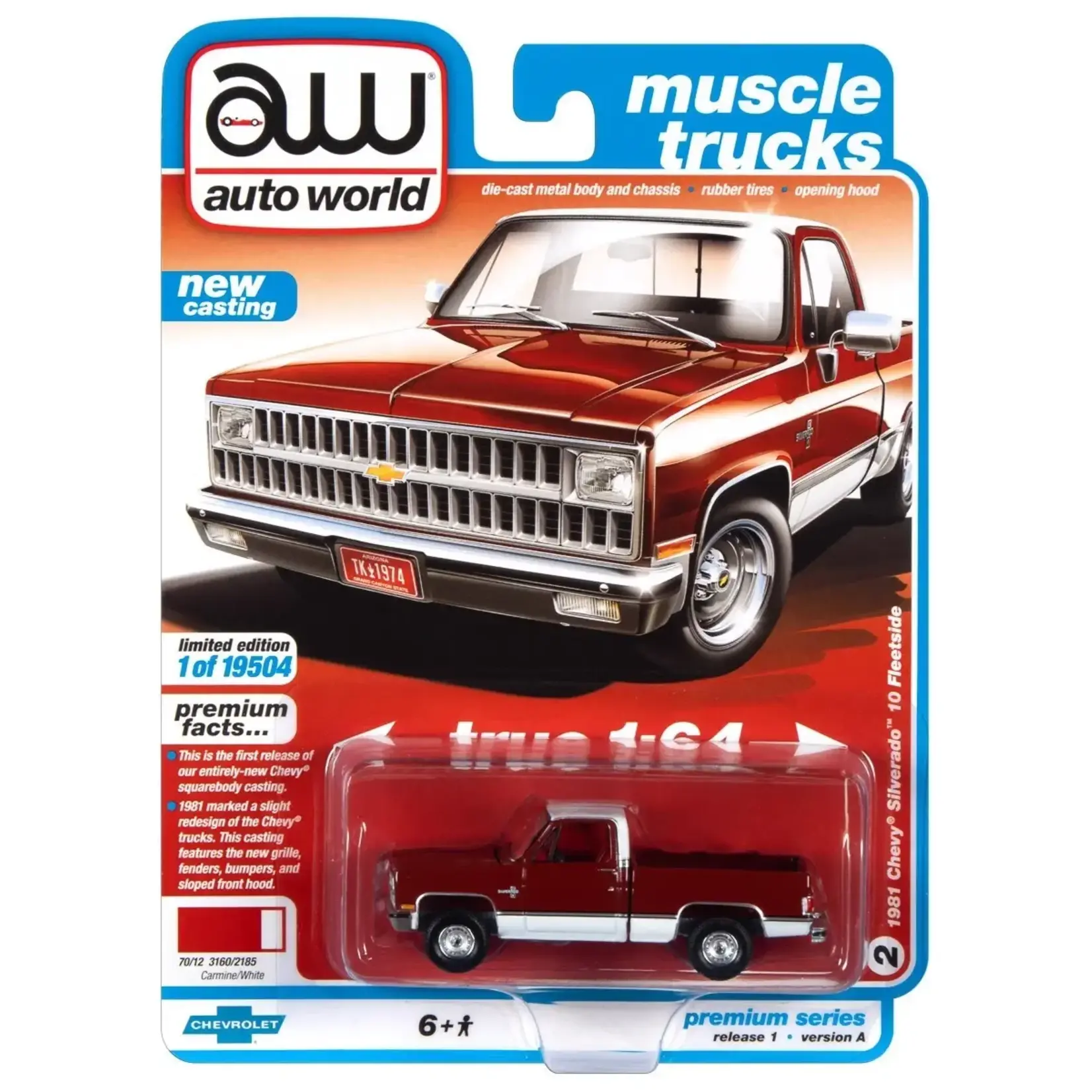 Auto World AW64302A2 Auto World 1981 Chevrolet Silverado (Carmine/ White)