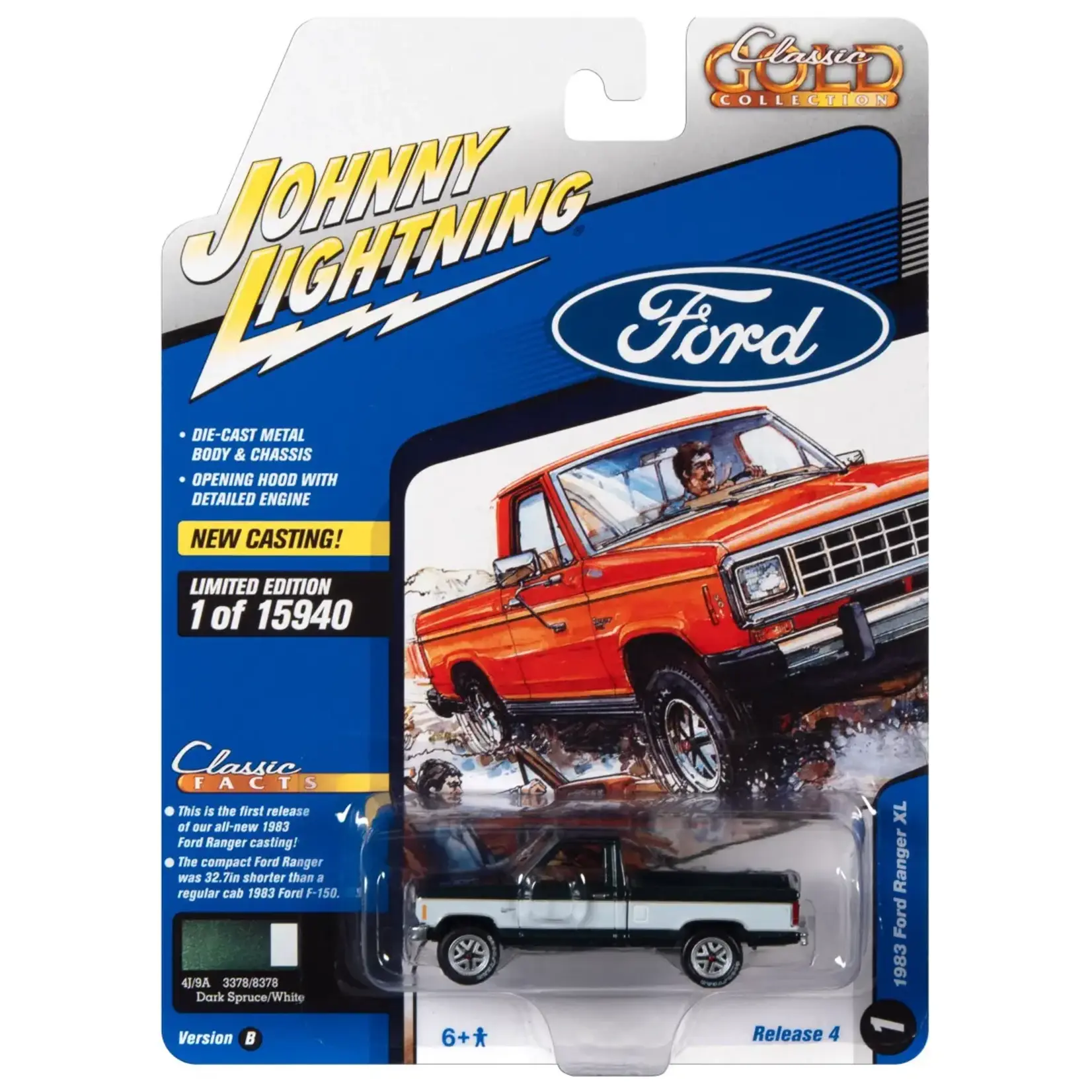 Johnny Lightning JLCG027B-1 Johnny Lightning 1983 Ford Ranger (Dark Spruce Green W/ White Two-tone)